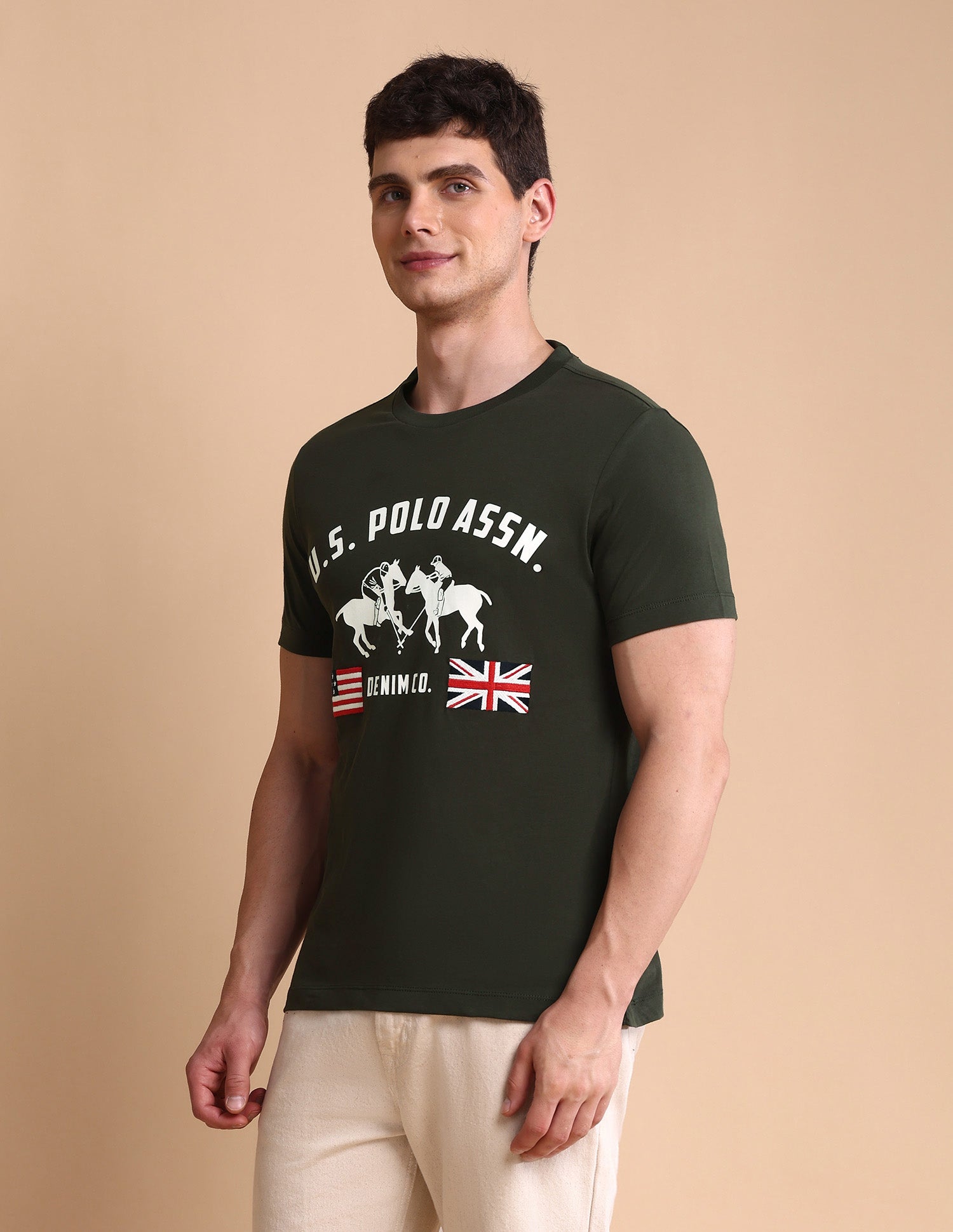 Brand Printed Muscle Fit T-Shirt Light Green - U.S. POLO ASSN. | Large