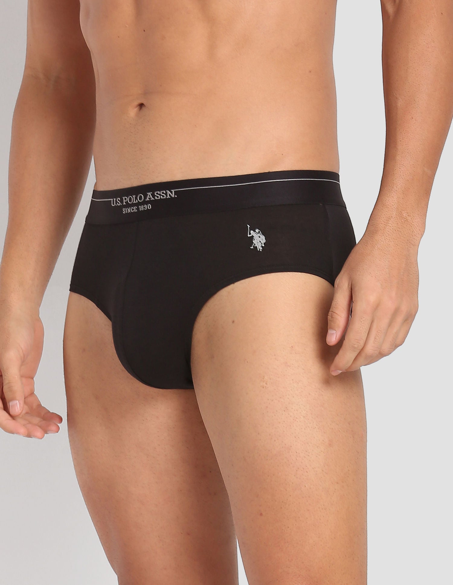Modal Cotton Stretch Antibacterial PB003 Premium Briefs - Pack Of 1 Black - U.S. POLO ASSN. | Large