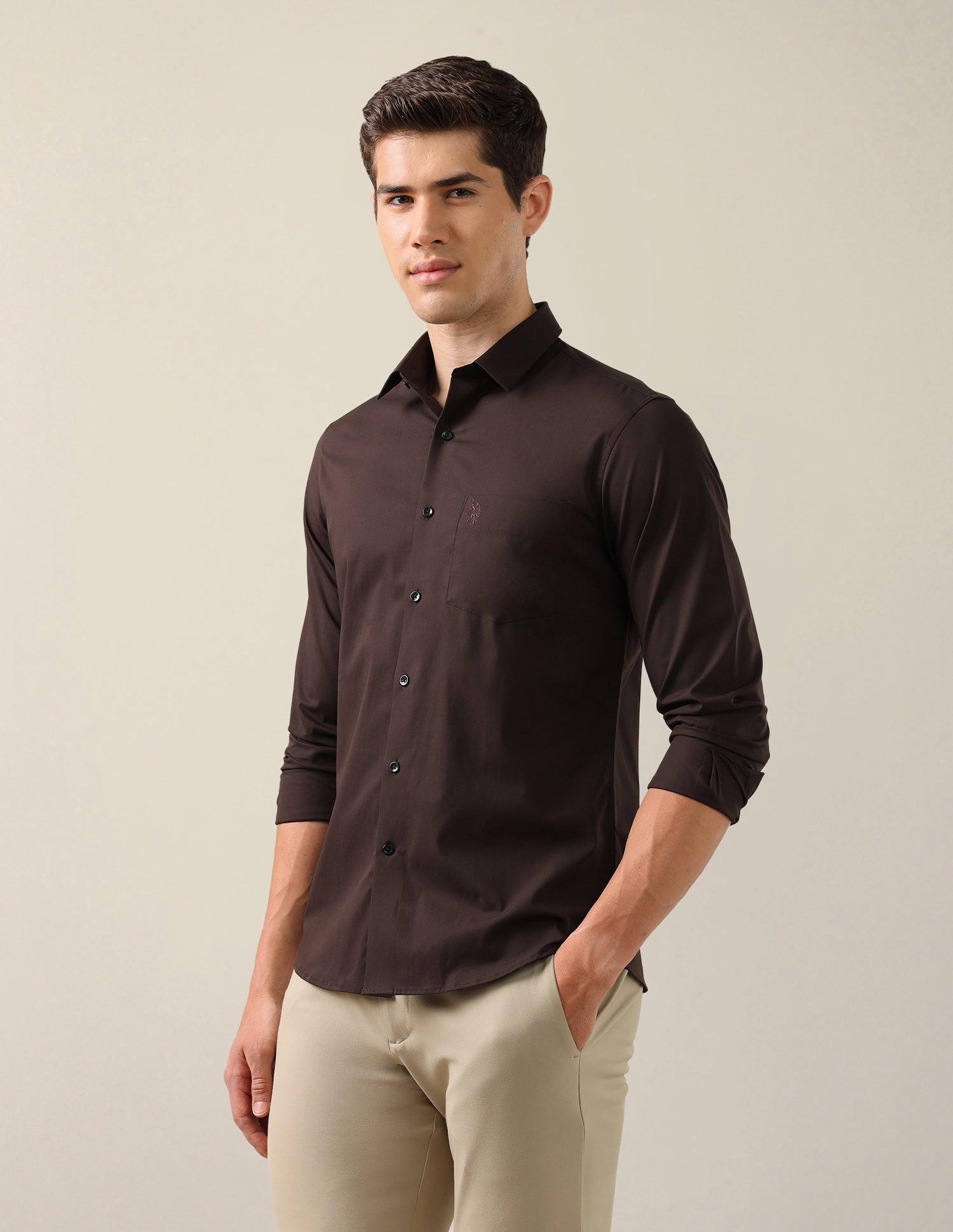 Solid Tailored Fit Shirt Choco - U.S. Polo Assn. India | Large
