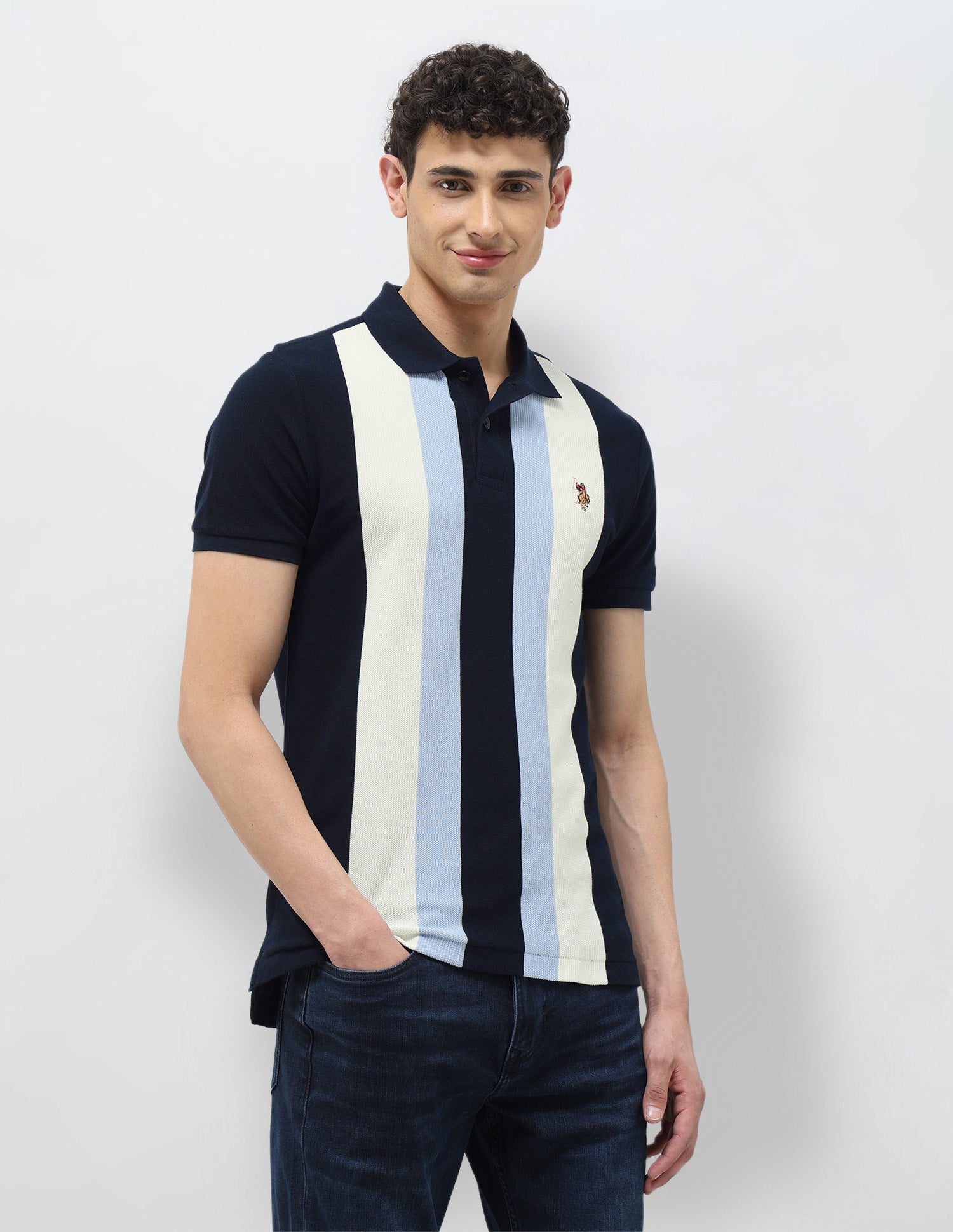 Vertical Striped Regular Fit Polo Shirt Navy - U.S. POLO ASSN. | Large