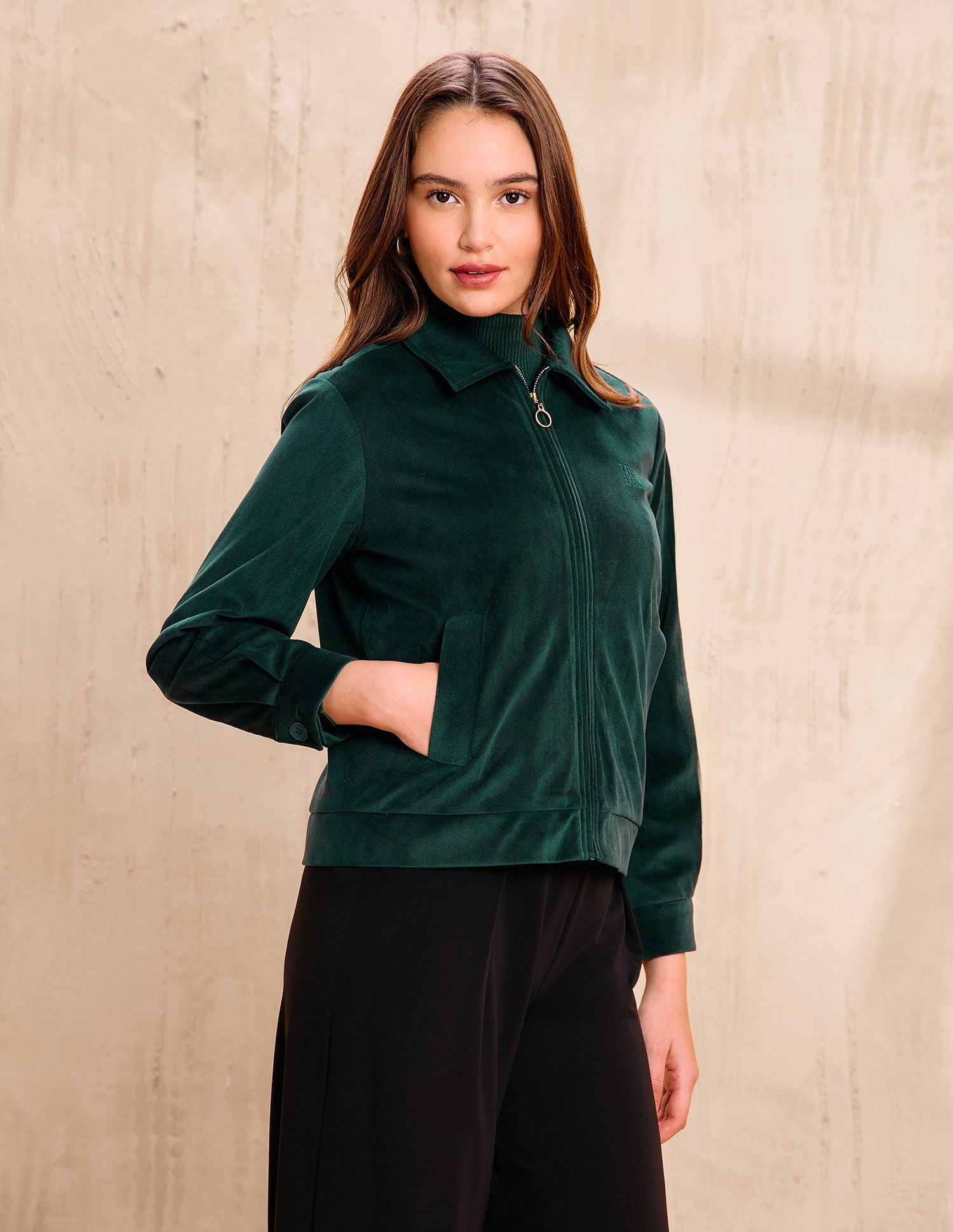 Solid Regular Fit Spread Collar Jacket Green - U.S. POLO ASSN. | Large