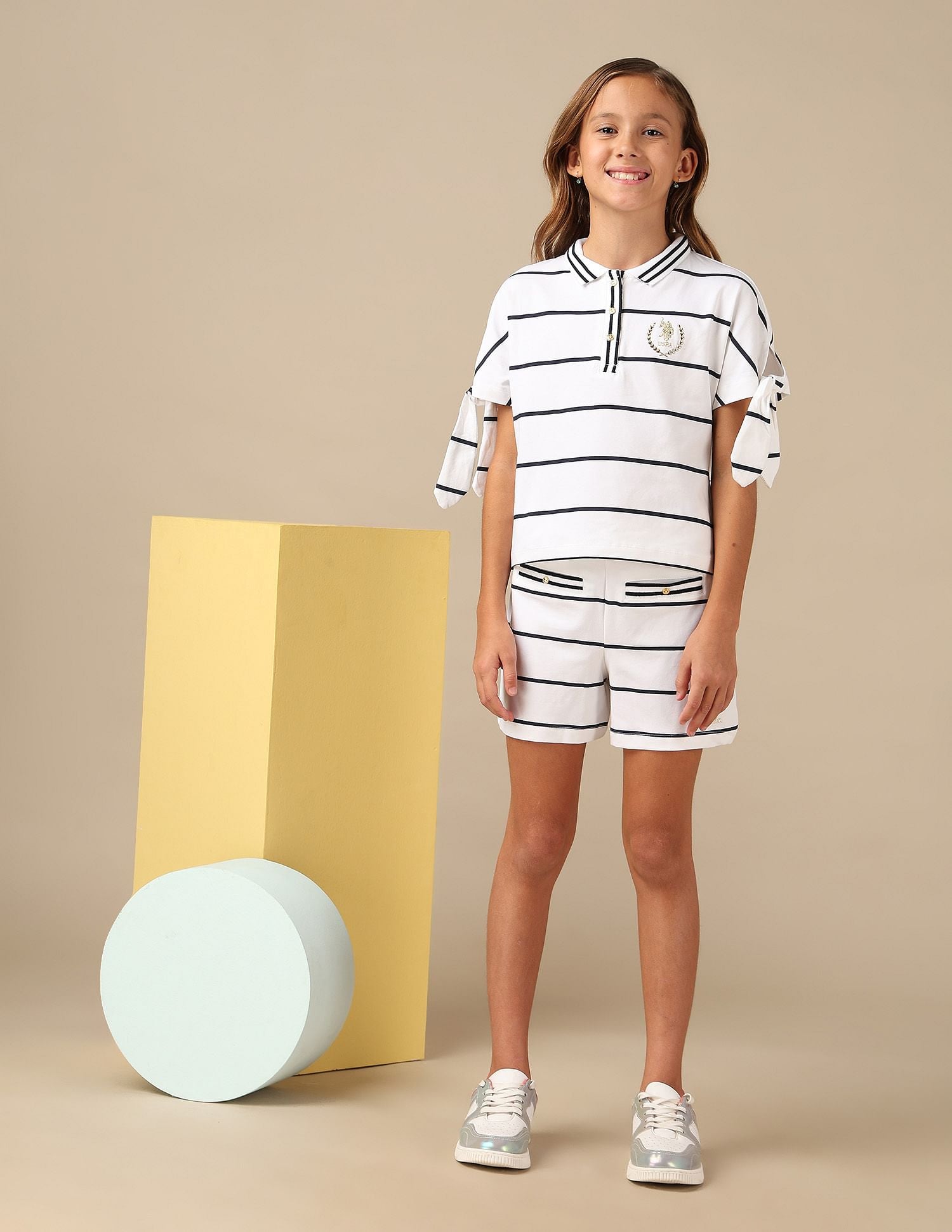 Girls Cruise Nautical Polo Shirt White - U.S. POLO ASSN. | Large