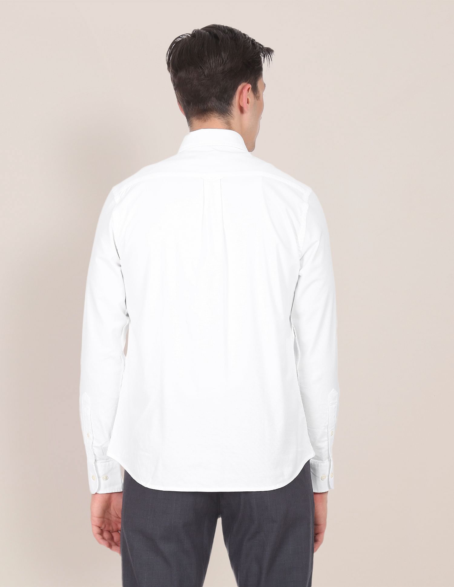 Spread Collar Solid Casual Shirt White - U.S. POLO ASSN. | Large