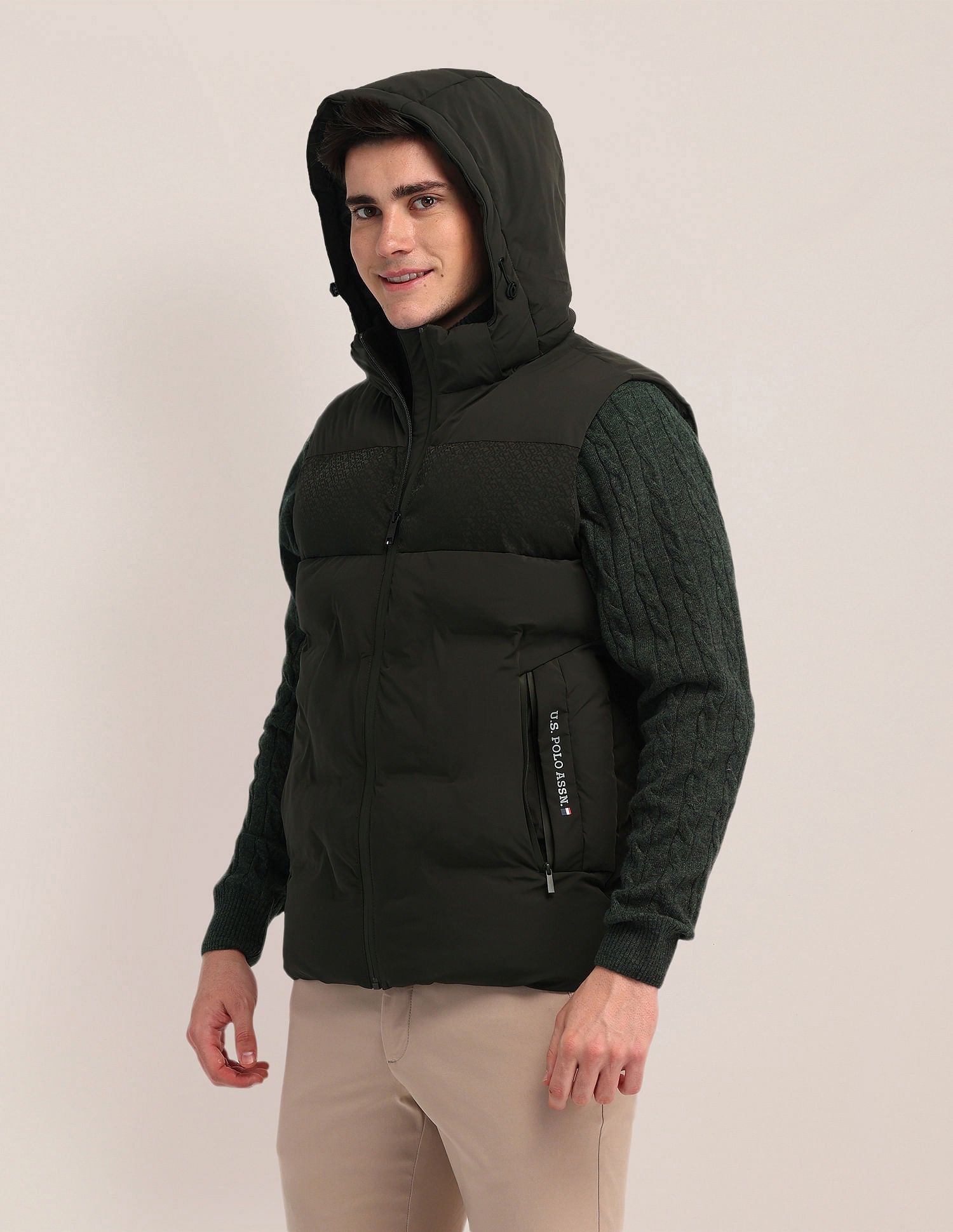 Detachable Hood Padded Jacket Olive - U.S. POLO ASSN. | Large
