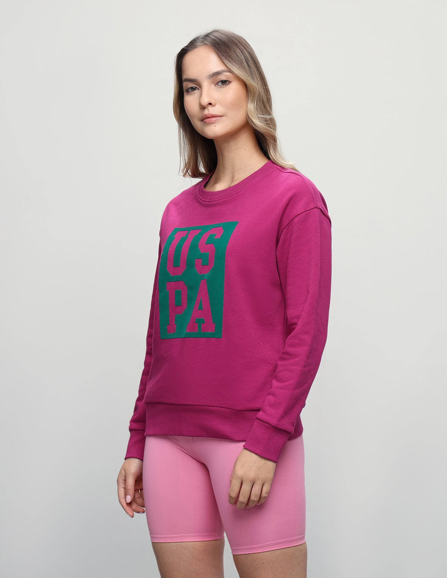 Brand Printed Relaxed Fit Sweatshirt Magenta - U.S. Polo Assn. India | Large