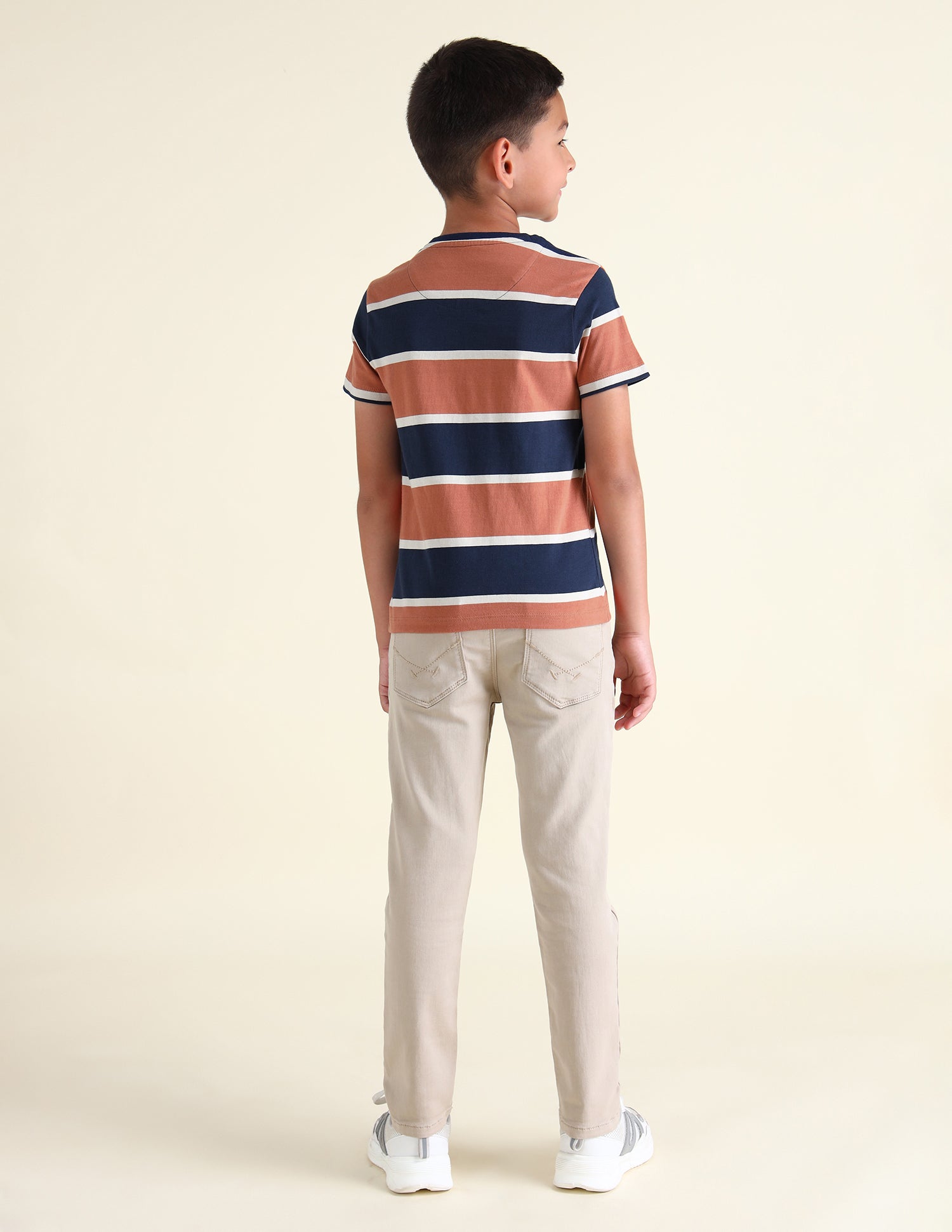 Boys Horizontal Striped Regular Fit T-Shirt Rust - U.S. POLO ASSN. | Large