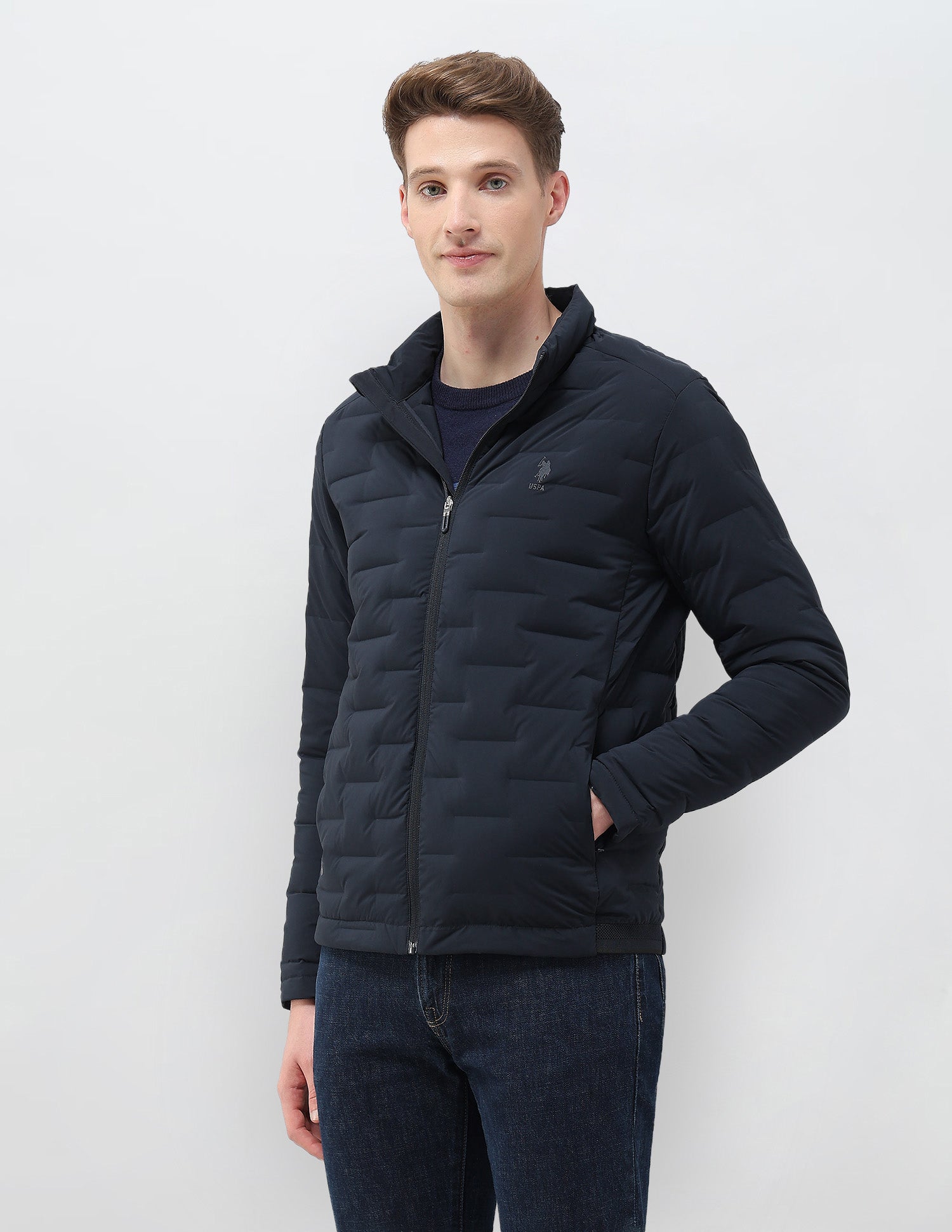 Mock Collar Regular Fit Smartheat Jacket Navy - U.S. POLO ASSN. | Large