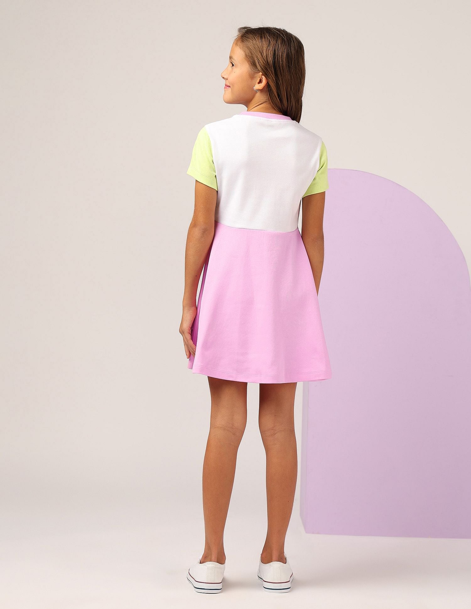 Girls Colorblocked Fit And Flare Dress Pink - U.S. POLO ASSN. | Large