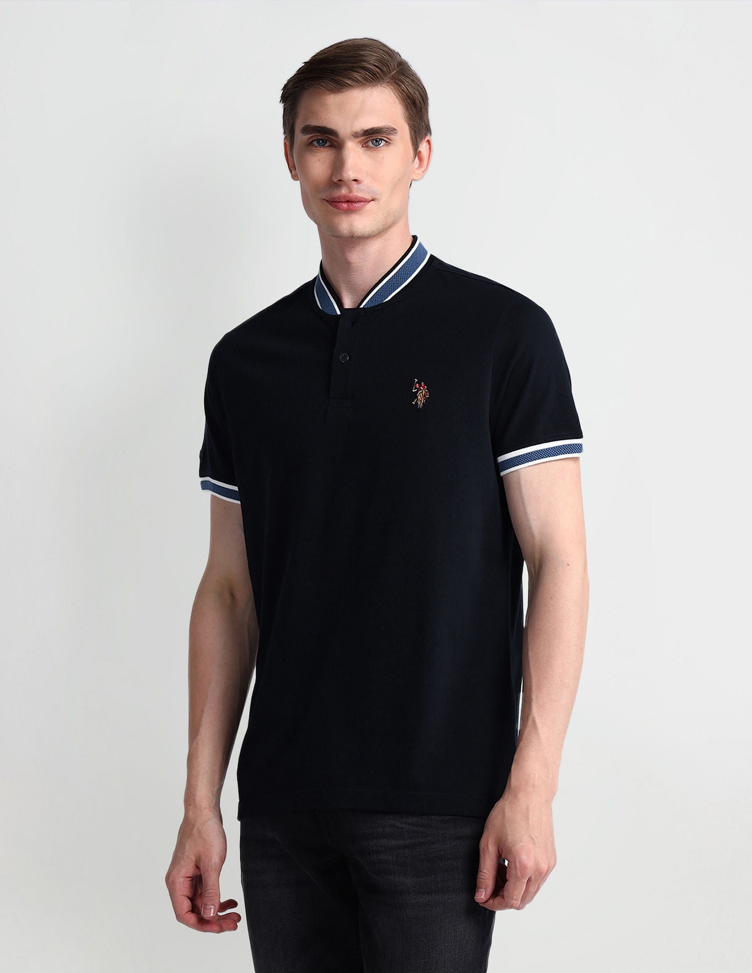 Solid Muscle Fit Polo Shirt Navy - U.S. Polo Assn. India | Large
