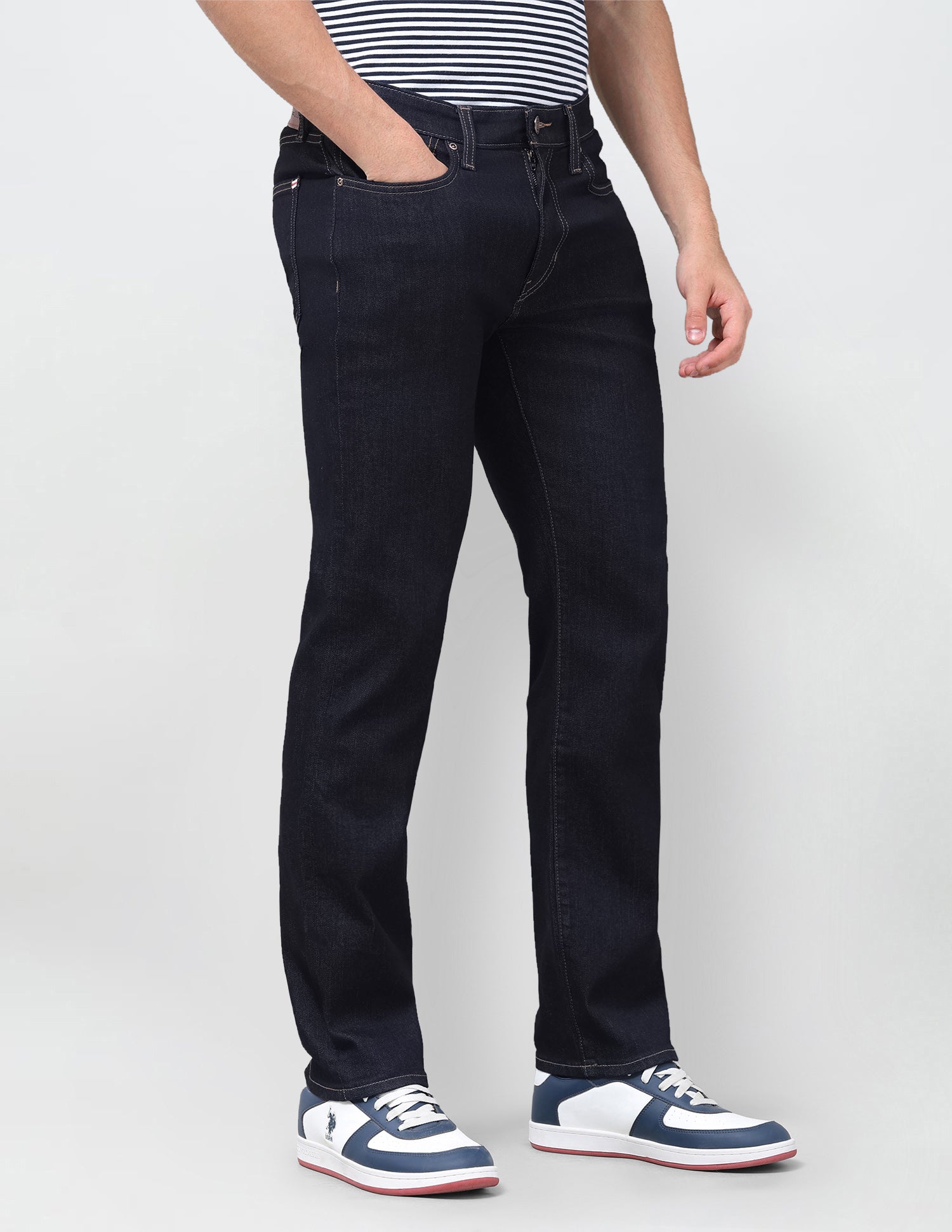 Pacho X Harold Slim Straight Fit Blue Jeans Mid Blue - U.S. Polo Assn. India | Large