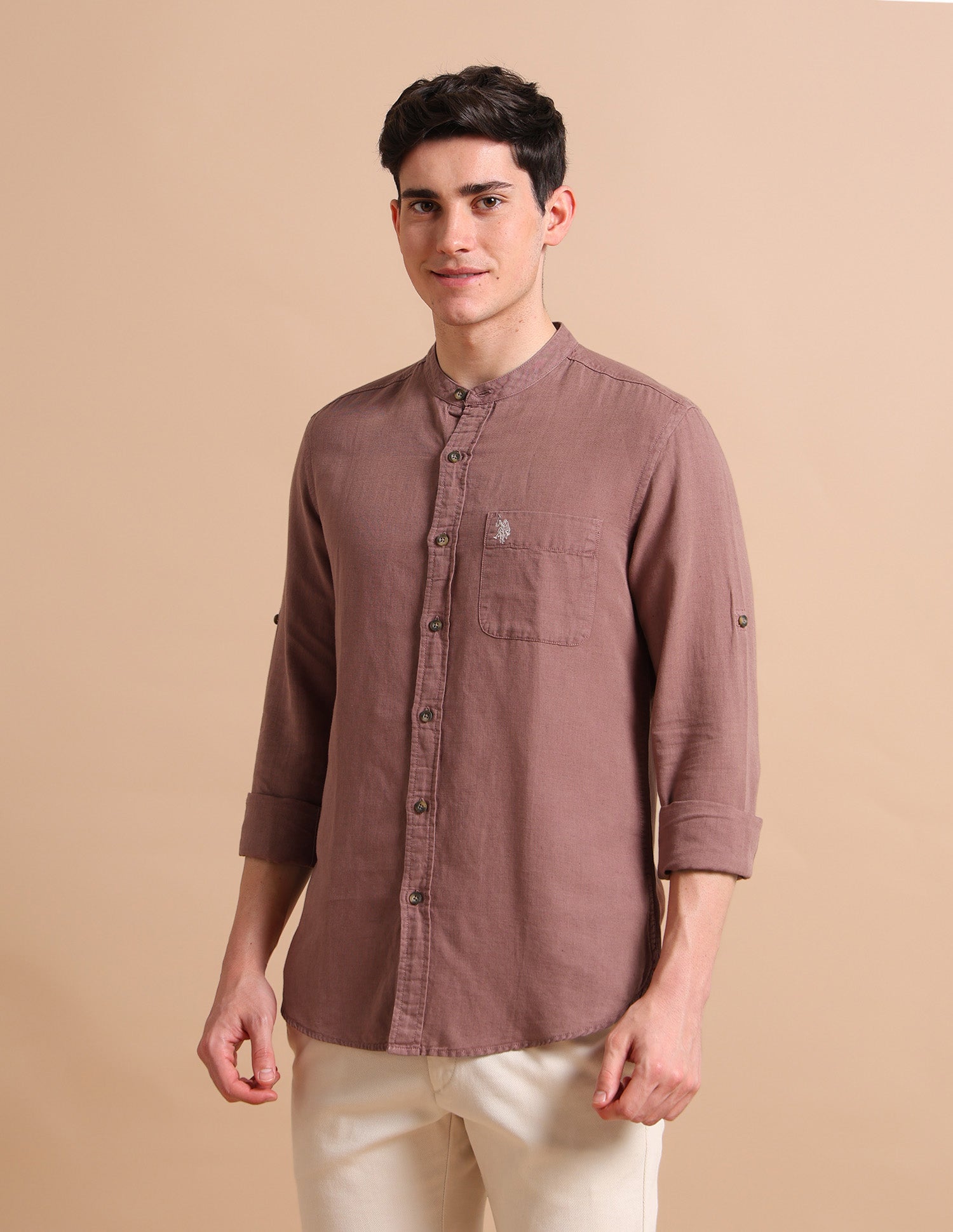 Dyed Linen Shirt Dusty Rose - U.S. POLO ASSN. | Large