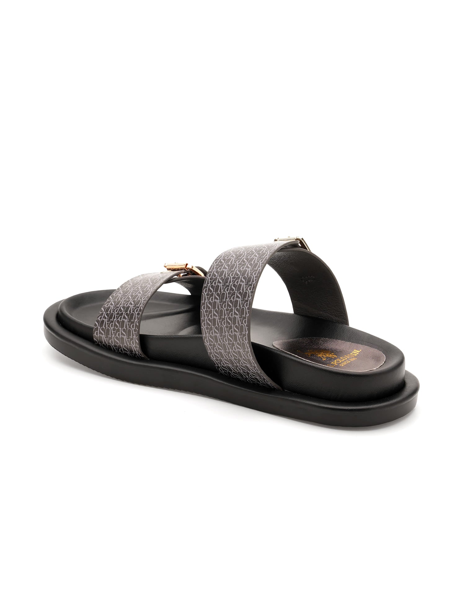 Maria Black Monogram Print Footbed Flats Black - U.S. Polo Assn. India | Large