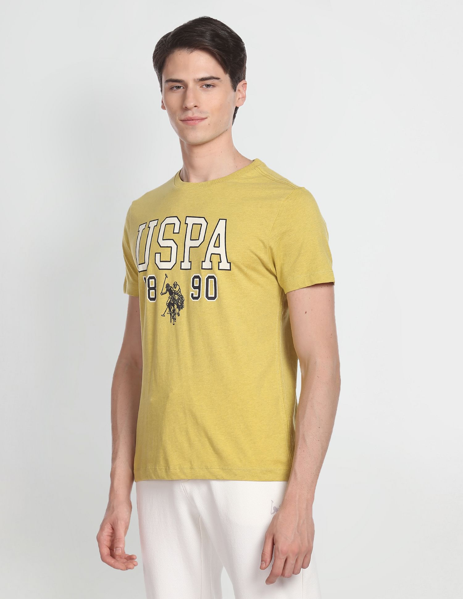 Heathered Varsity T-Shirt Yellow - U.S. Polo Assn. India | Large
