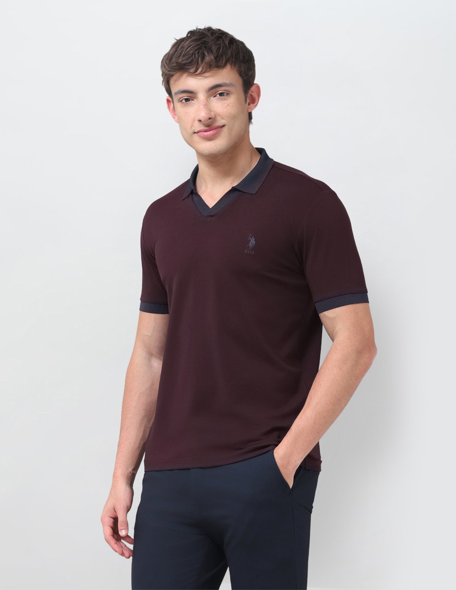 Solid Slim Fit Polo Shirt Dark Red - U.S. Polo Assn. India | Large