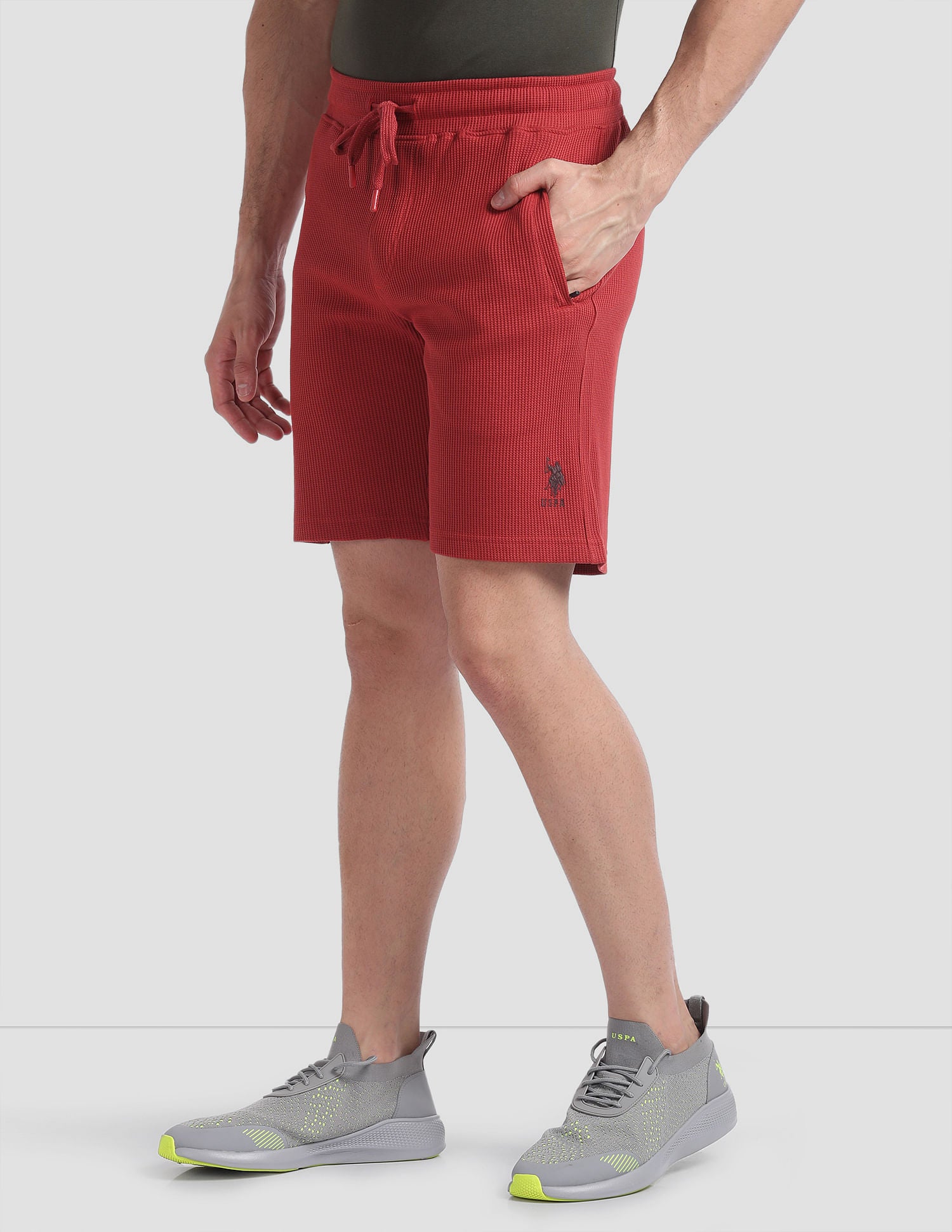 Waffle Knit Textured LS005 Lounge Shorts - Pack Of 1 Rust - U.S. POLO ASSN. | Large