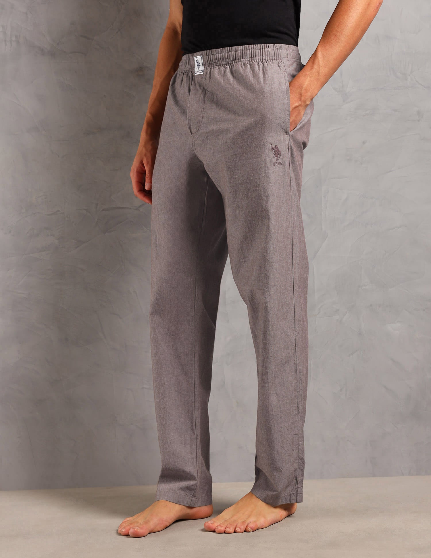 Heathered Pure Cotton I658 Lounge Pants - Pack Of 1 Maroon Chambray - U.S. Polo Assn. India | Large