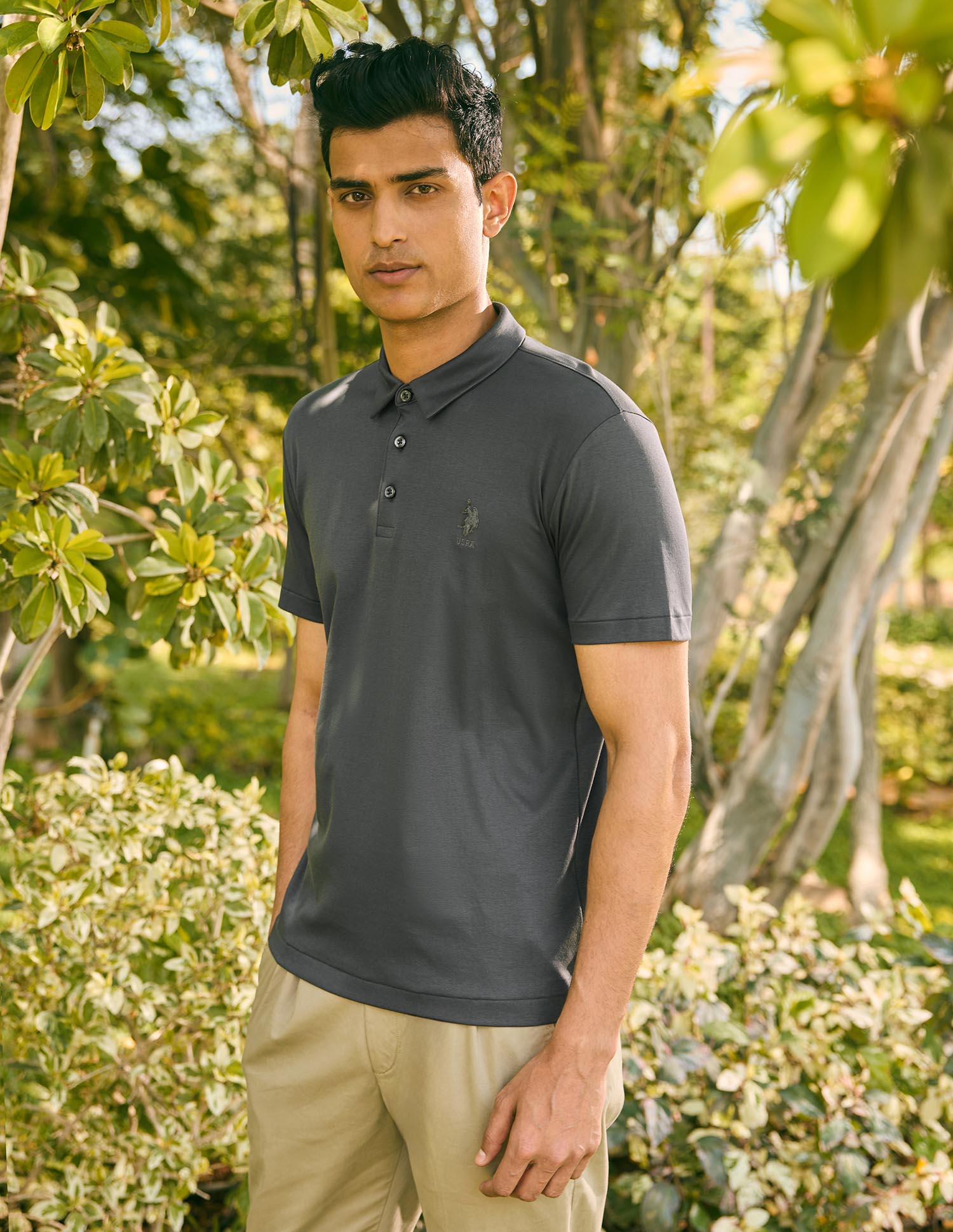 Pacho X Slim Fit Solid Polo Shirt Dark Grey - U.S. POLO ASSN. | Large