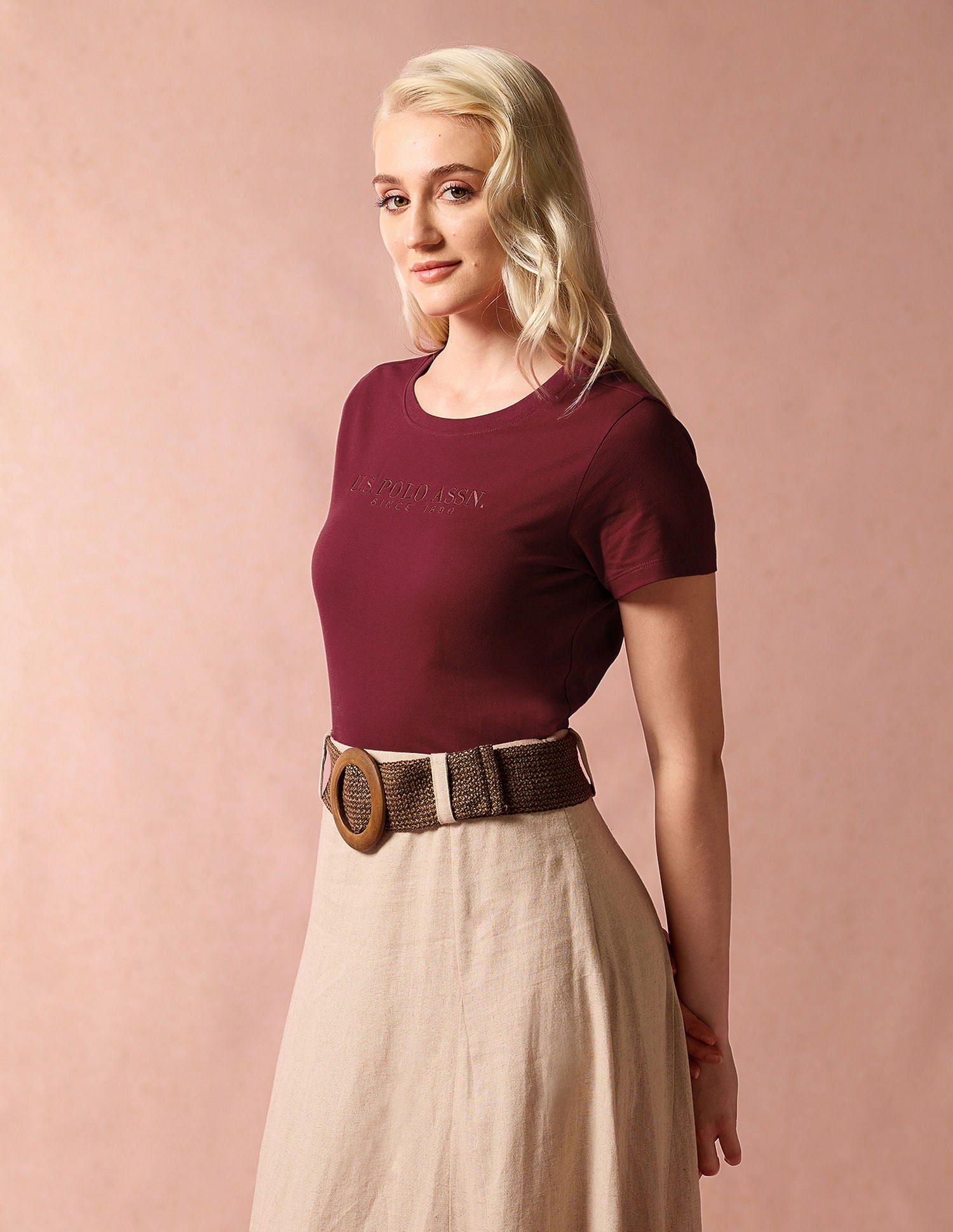 Satin Embroidered Regular T-Shirt Red - U.S. Polo Assn. India | Large