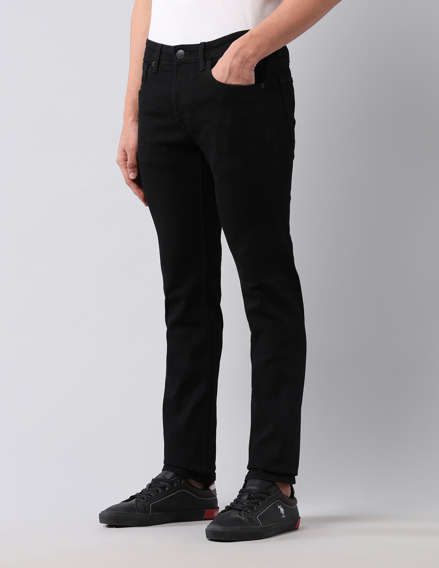Regallo Skinny Fit Black Jeans Black - U.S. Polo Assn. India | Large