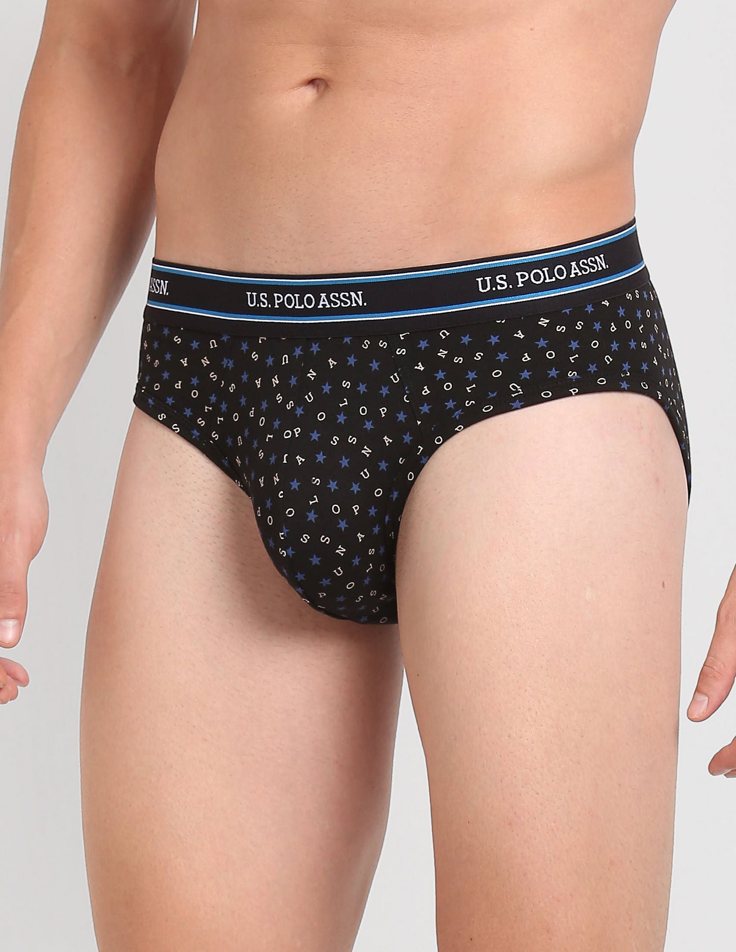 Printed Cotton Stretch Jersey I615 Briefs - Pack Of 1 Black - U.S. POLO ASSN. | Large