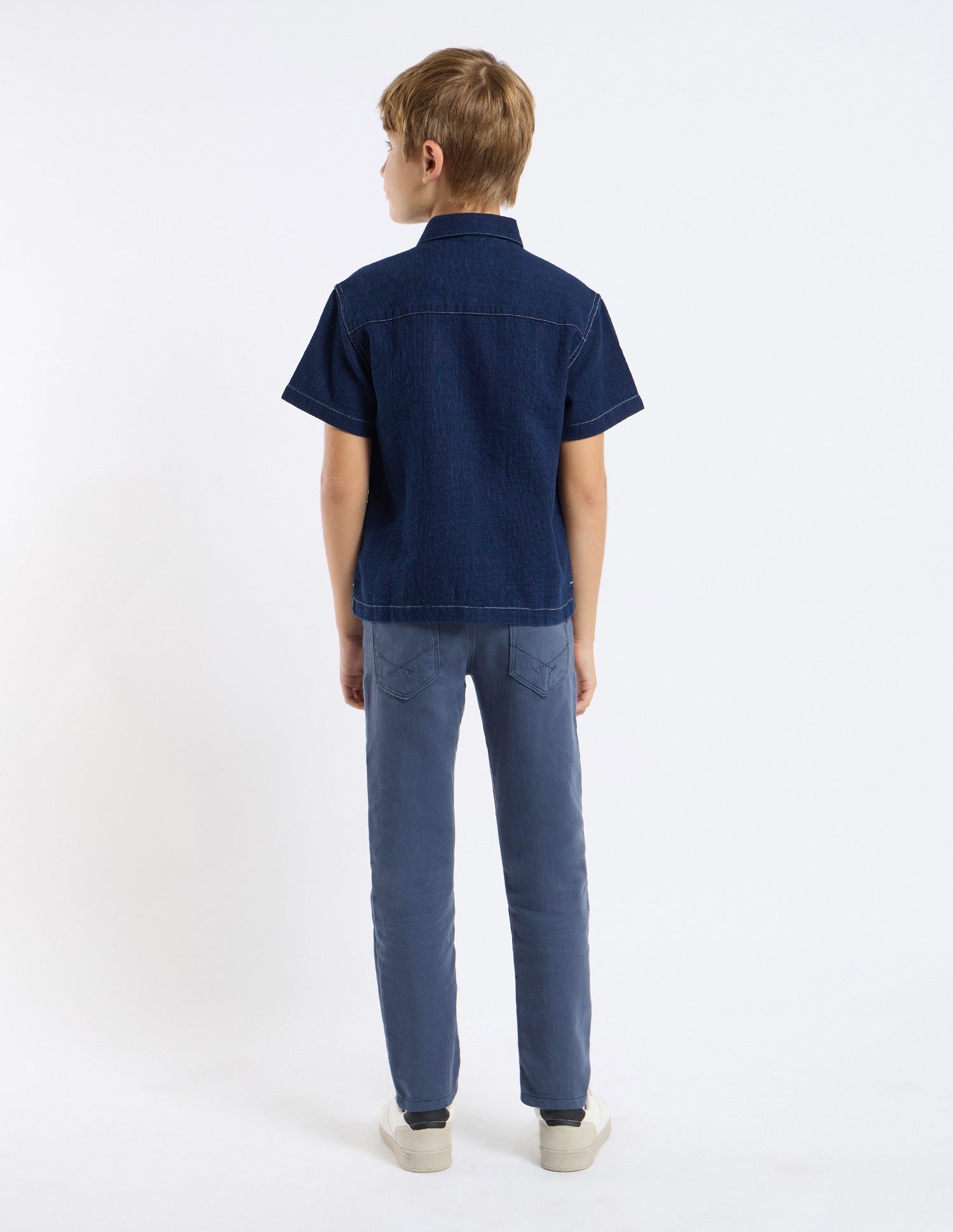 Boys Boxy Fit Solid Shirt Indigo - U.S. POLO ASSN. | Large