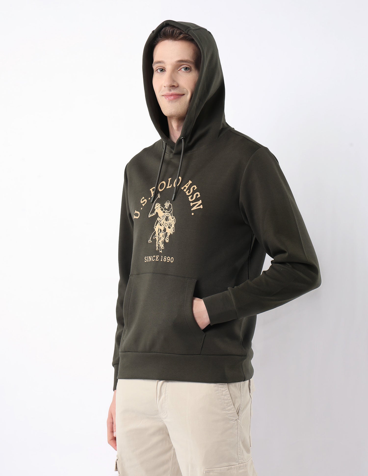 Brand Embroidered Hooded Sweatshirt Olive - U.S. POLO ASSN. | Large