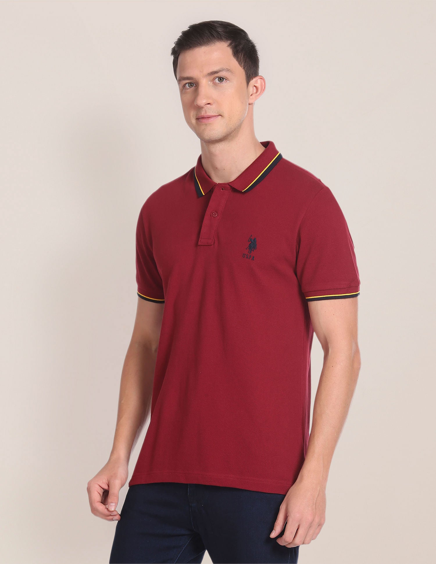 Cotton Solid Polo Shirt Maroon - U.S. POLO ASSN. | Large