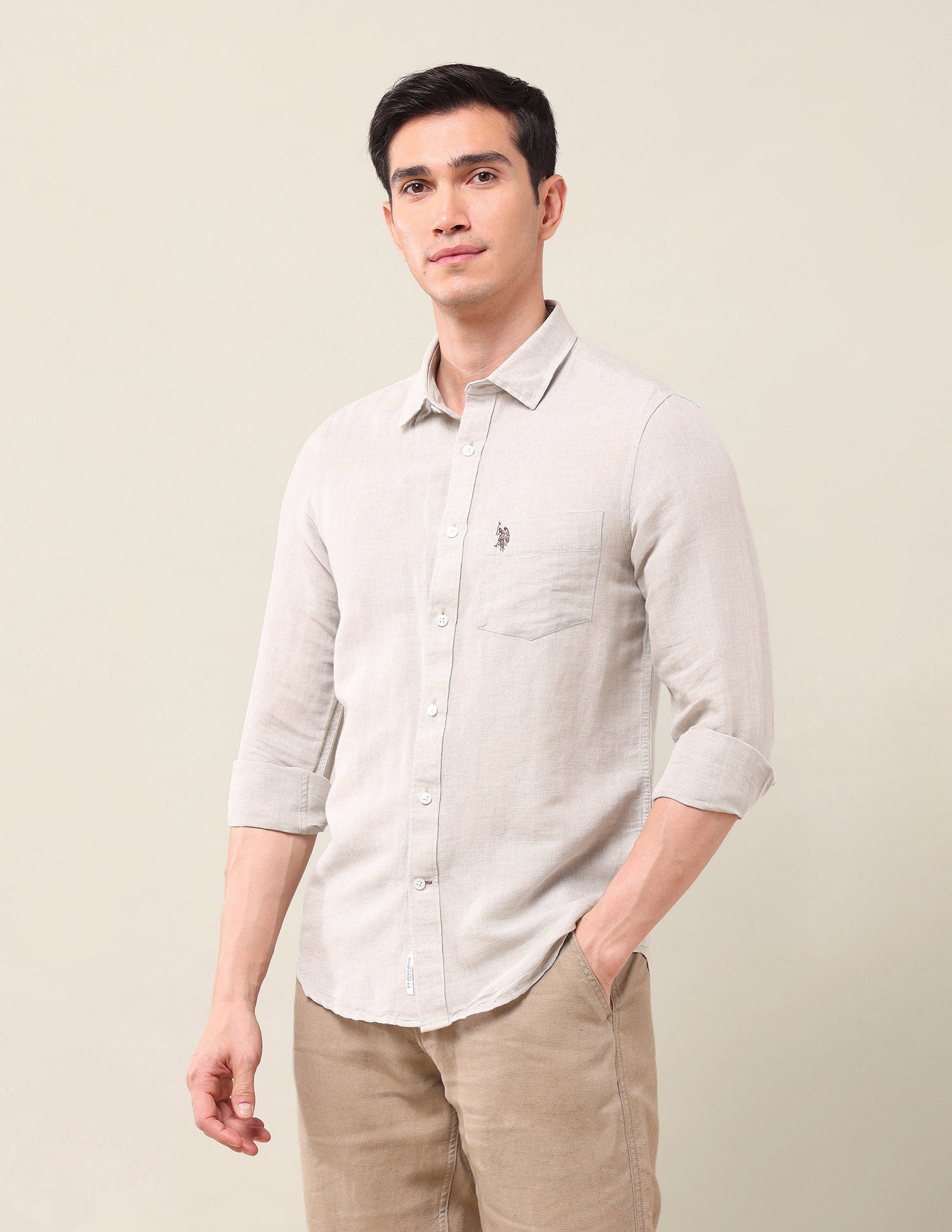 Tailored Fit Regular Shirt Natural - U.S. Polo Assn. India | Large