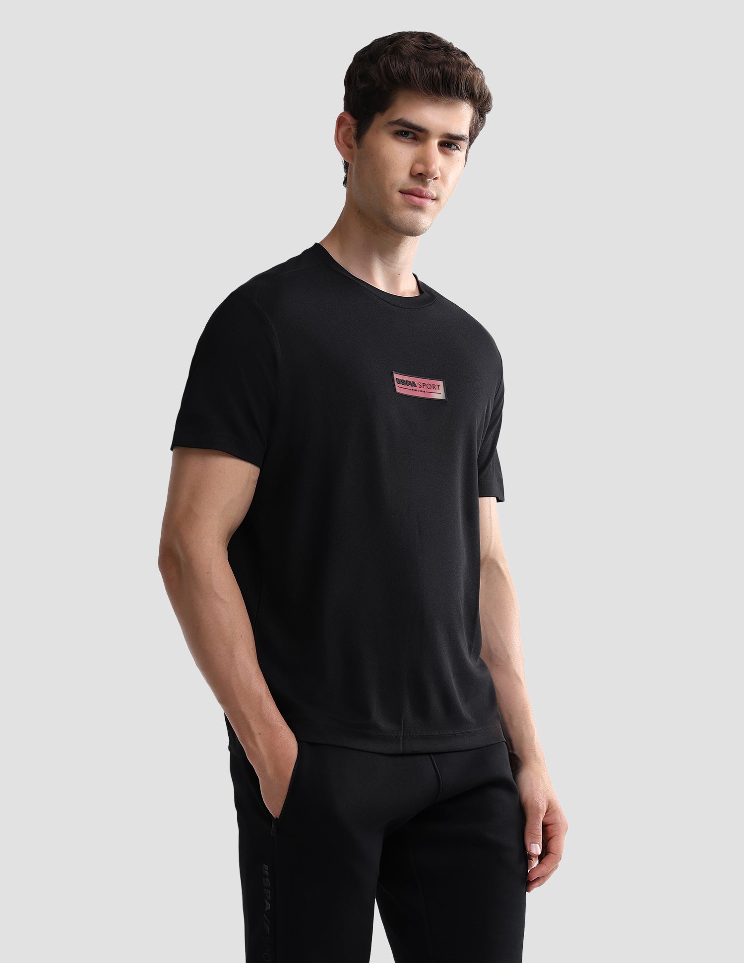 Solid Slim Fit Active T-Shirt Black - U.S. Polo Assn. India | Large