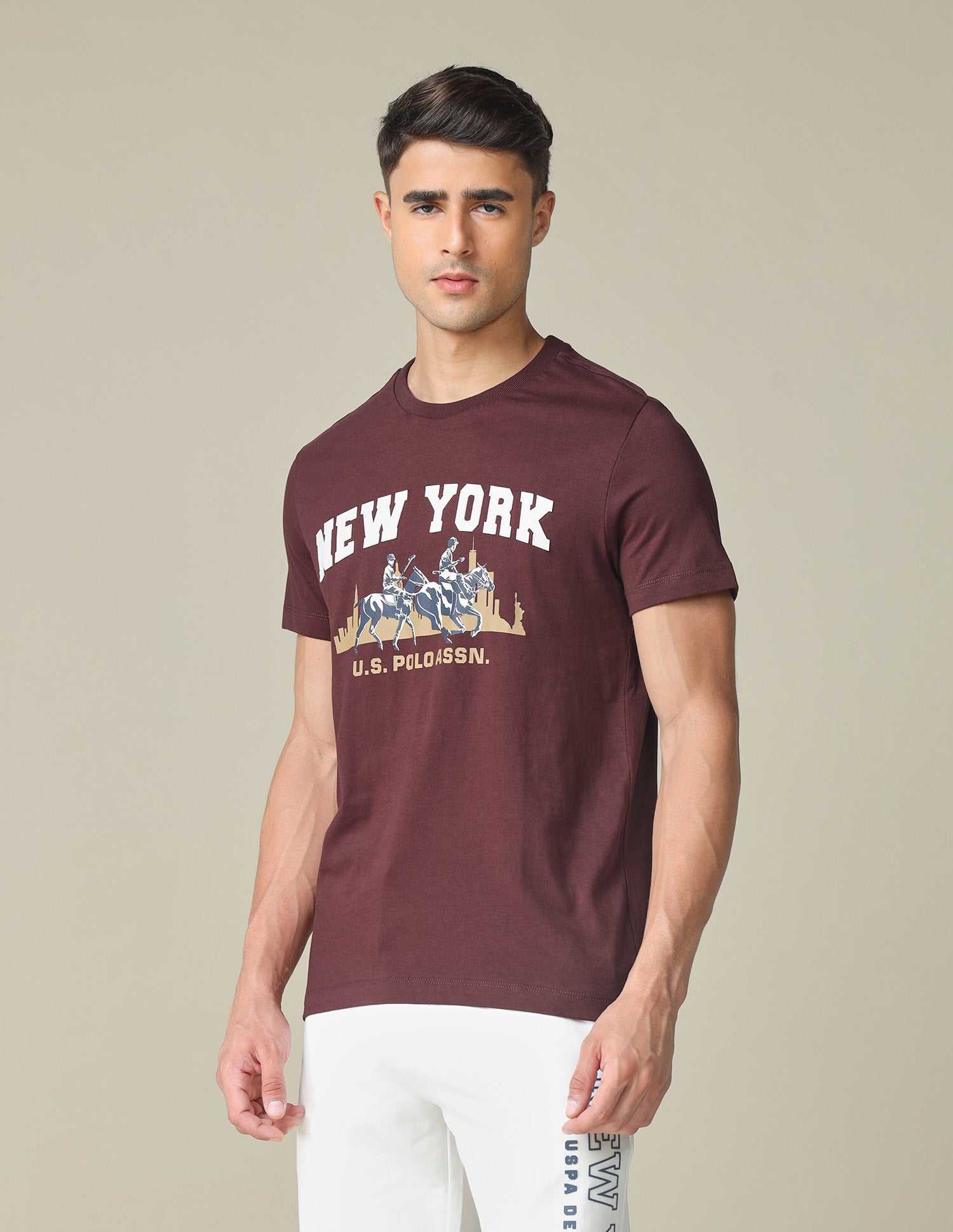 Pure Cotton Graphic Printed T- Shirt Maroon - U.S. POLO ASSN. | Large