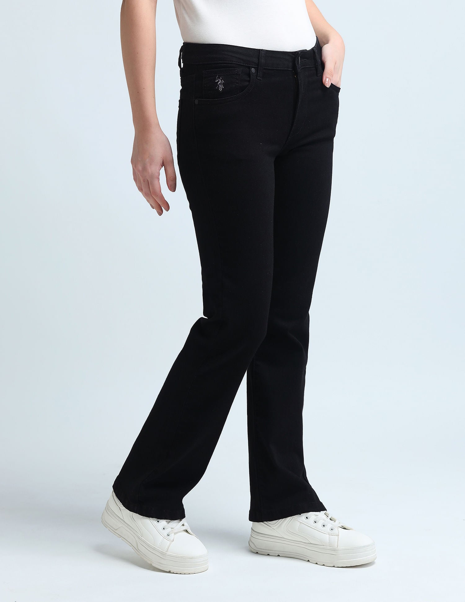 Skinny Bootcut Fit Black Jeans Black - U.S. Polo Assn. India | Large