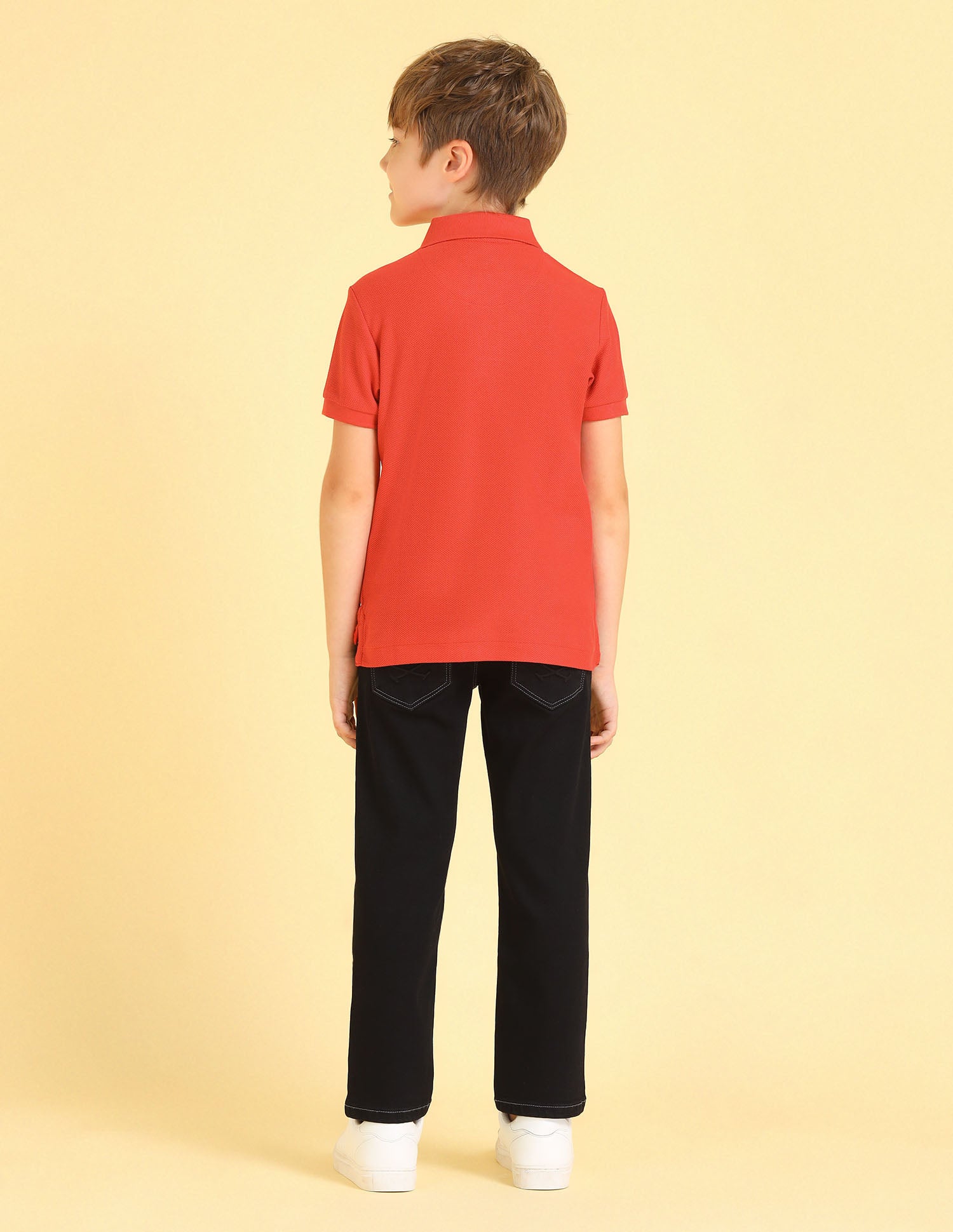 UKTSH1534 DK. ORANGE Boys T-Shirt Dark Orange - U.S. POLO ASSN. | Large