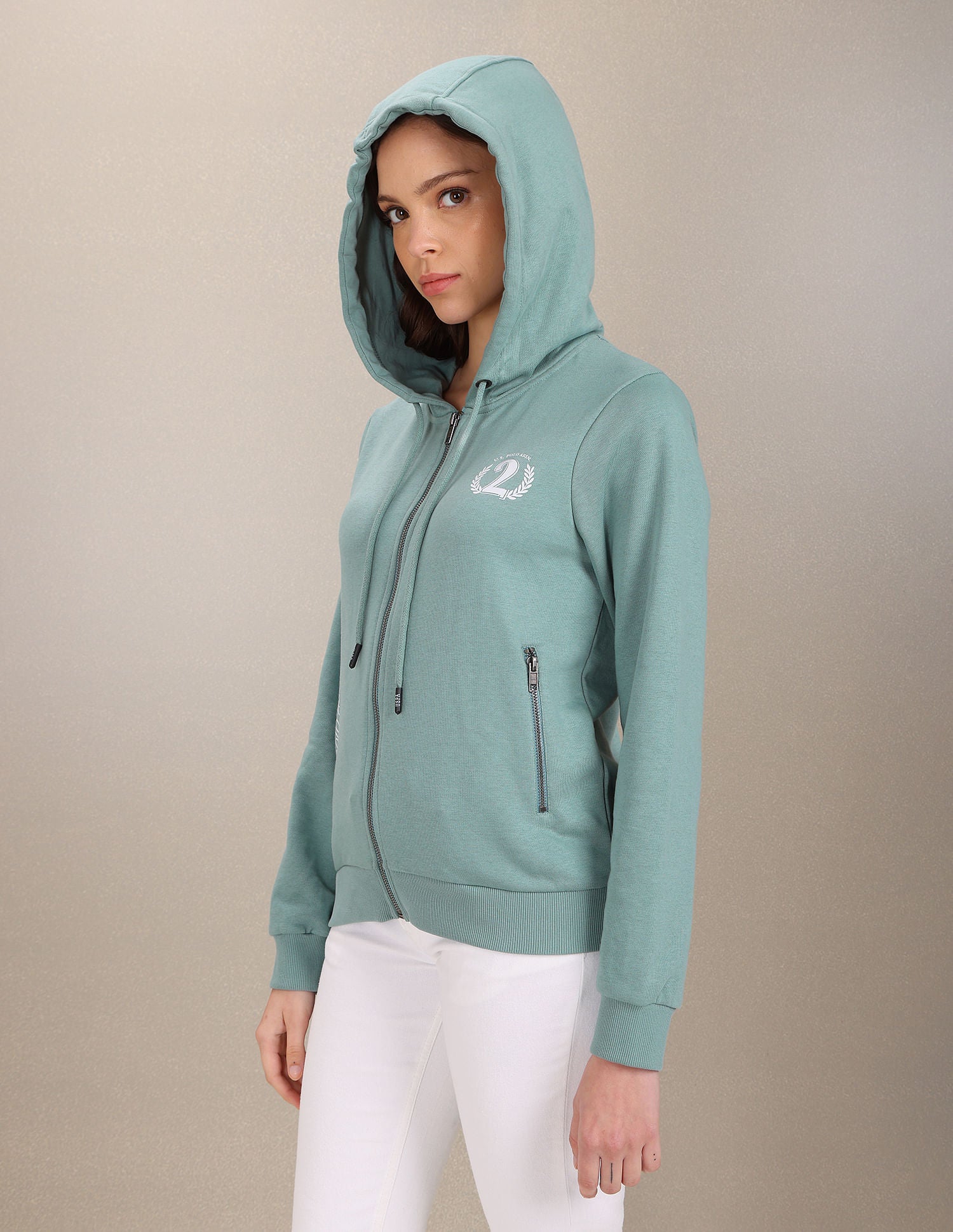 Brand Print Hooded Sweatshirt Teal - U.S. POLO ASSN. | Large
