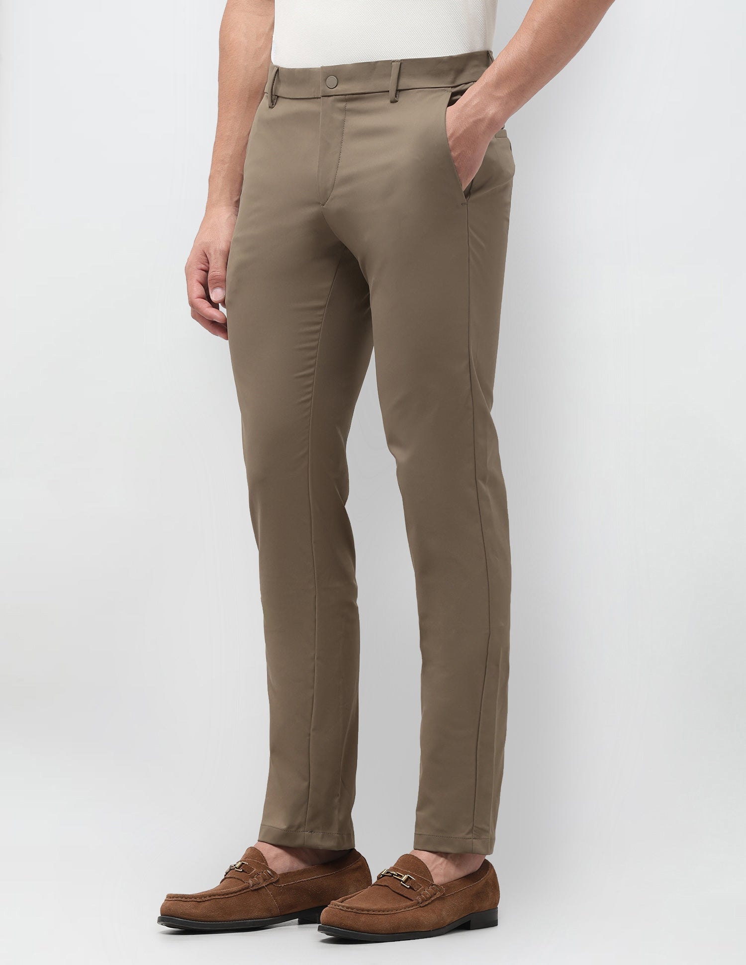 Denver Slim Fit Mid Rise Trousers Brown - U.S. Polo Assn. India | Large
