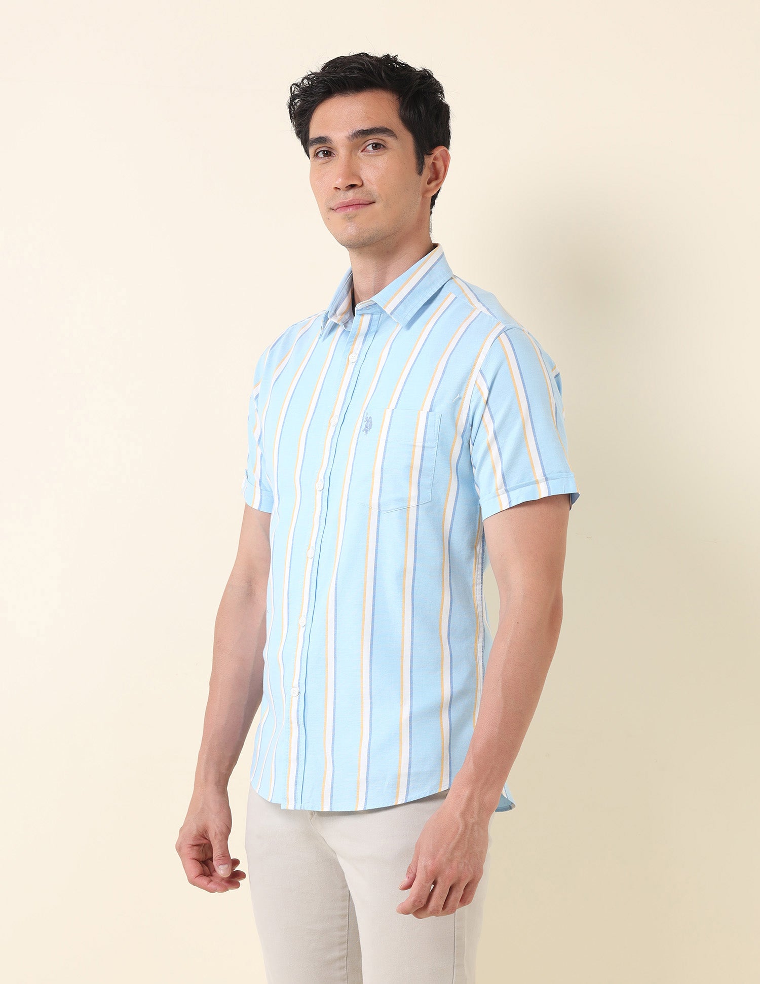 Tailored Fit Vertical Striped Shirt Blue - U.S. Polo Assn. India | Large