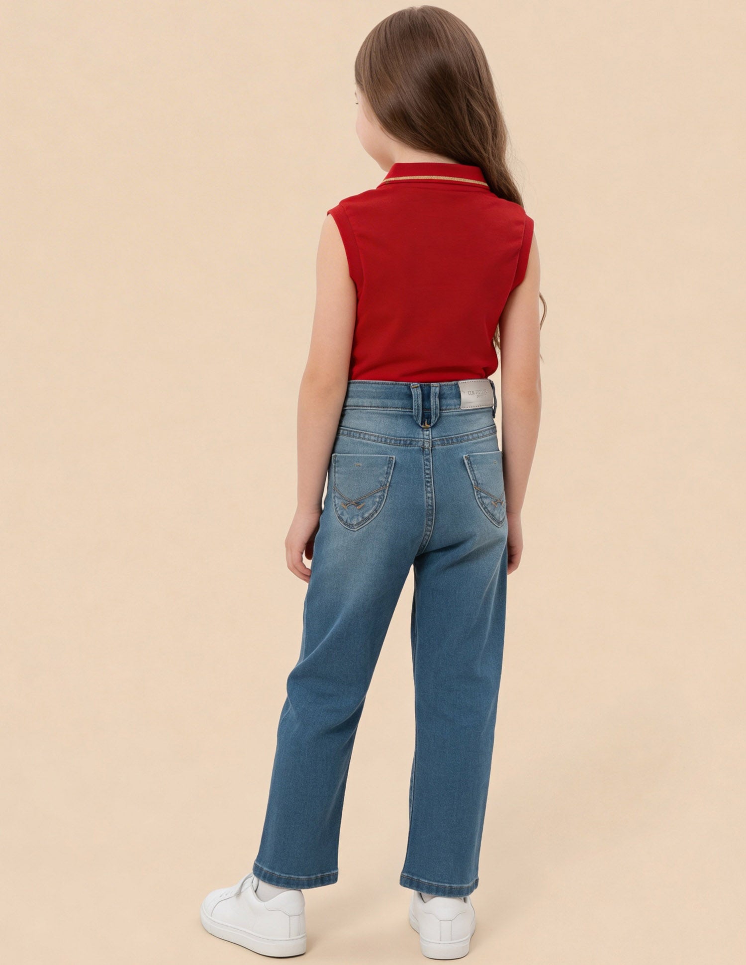 Embellished Mom Fit Jeans Mid Blue - U.S. Polo Assn. India | Large