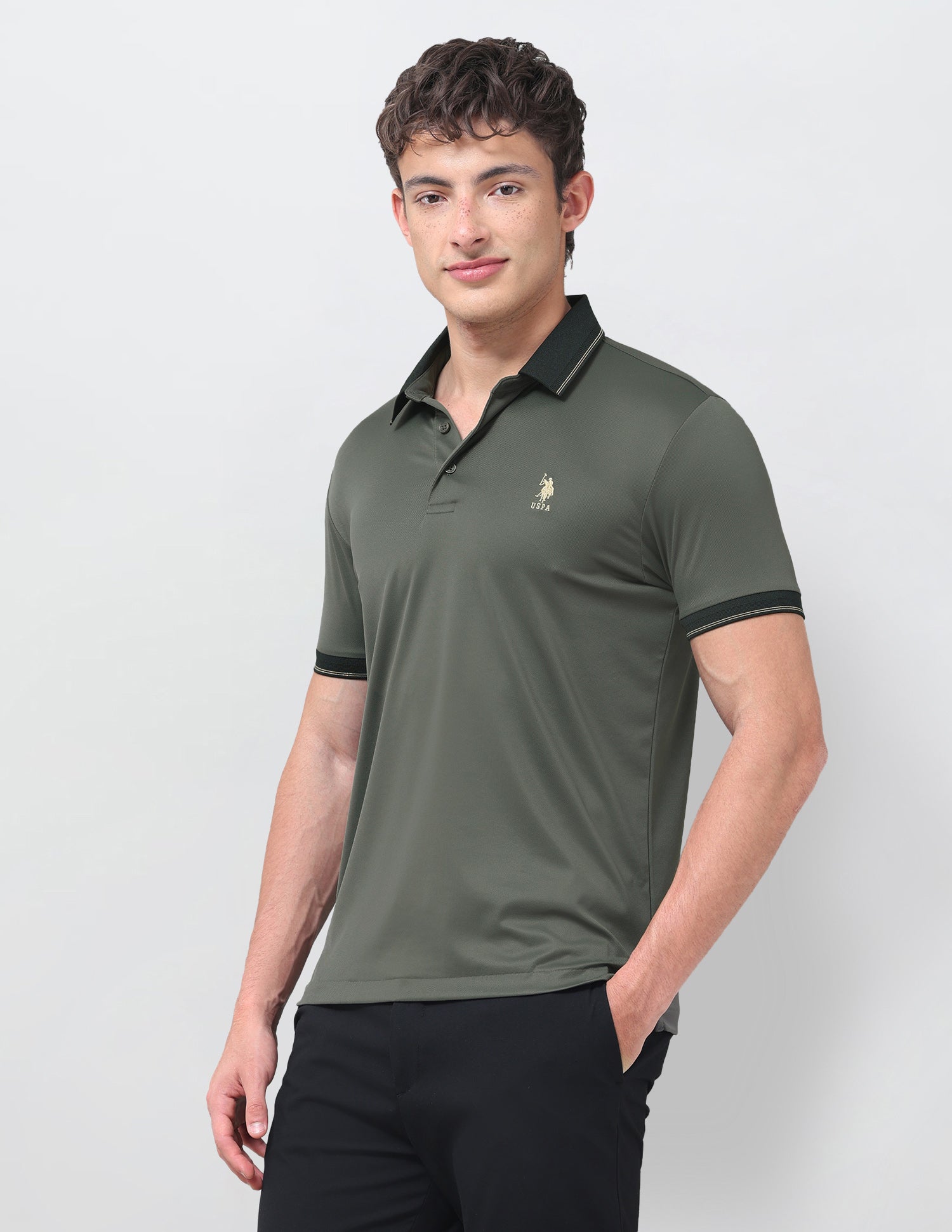 Solid Slim Fit Polo Shirt Dark Grey - U.S. Polo Assn. India | Large
