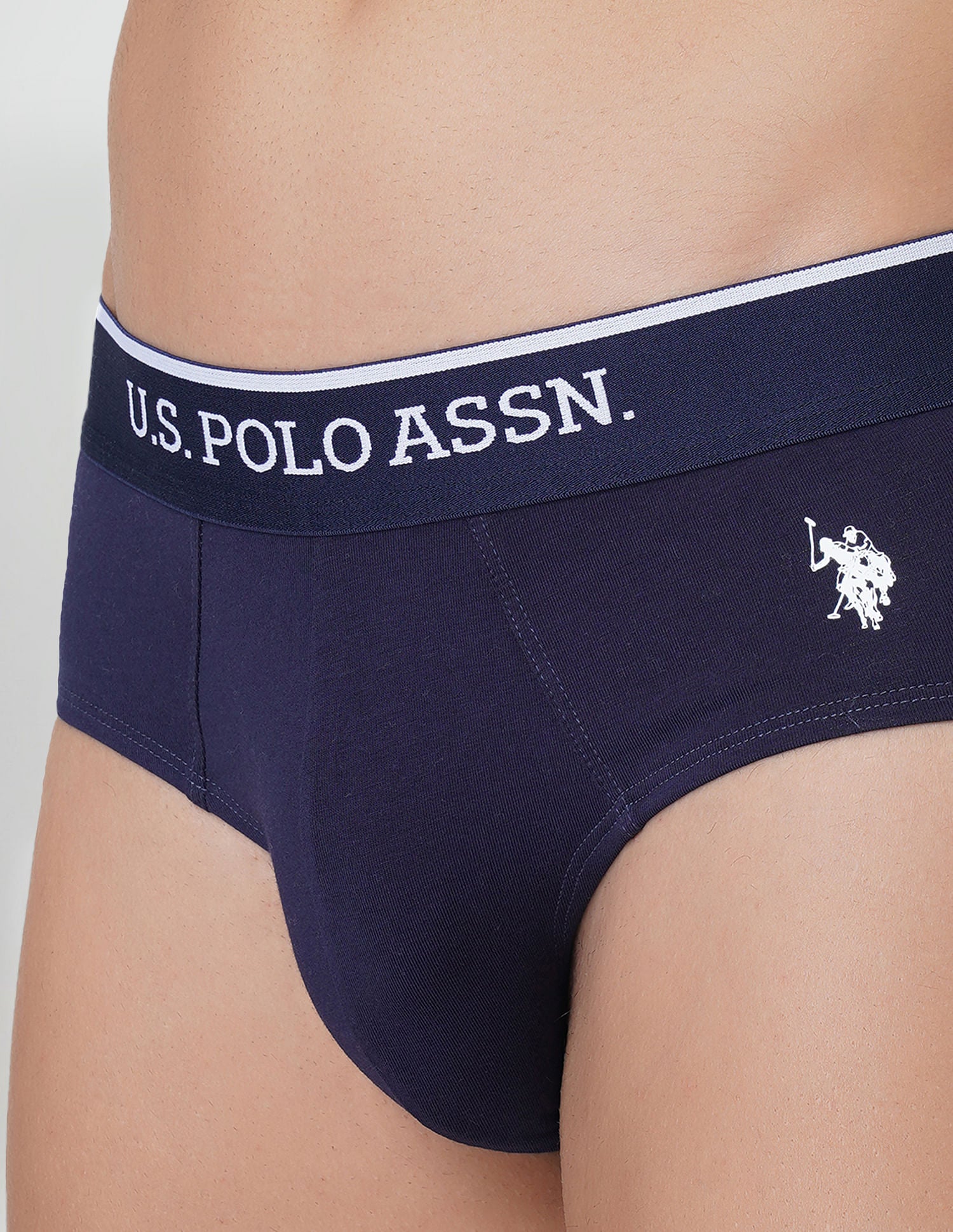 Cotton Stretch Antibacterial EB004 Briefs - Pack Of 2 Navy and Light Blue - U.S. POLO ASSN. | Large