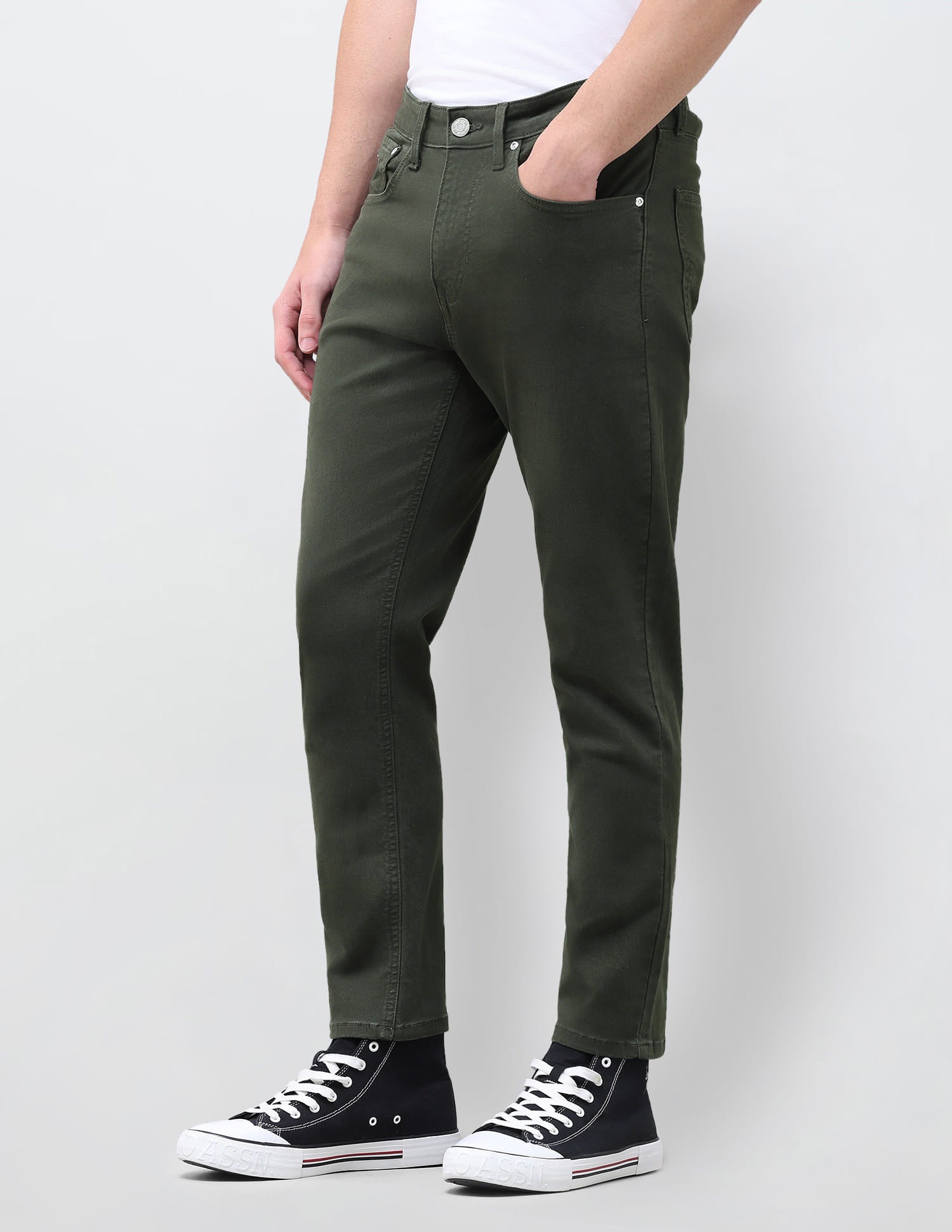 Solid Slim Tapered Fit Jeans Green - U.S. Polo Assn. India | Large