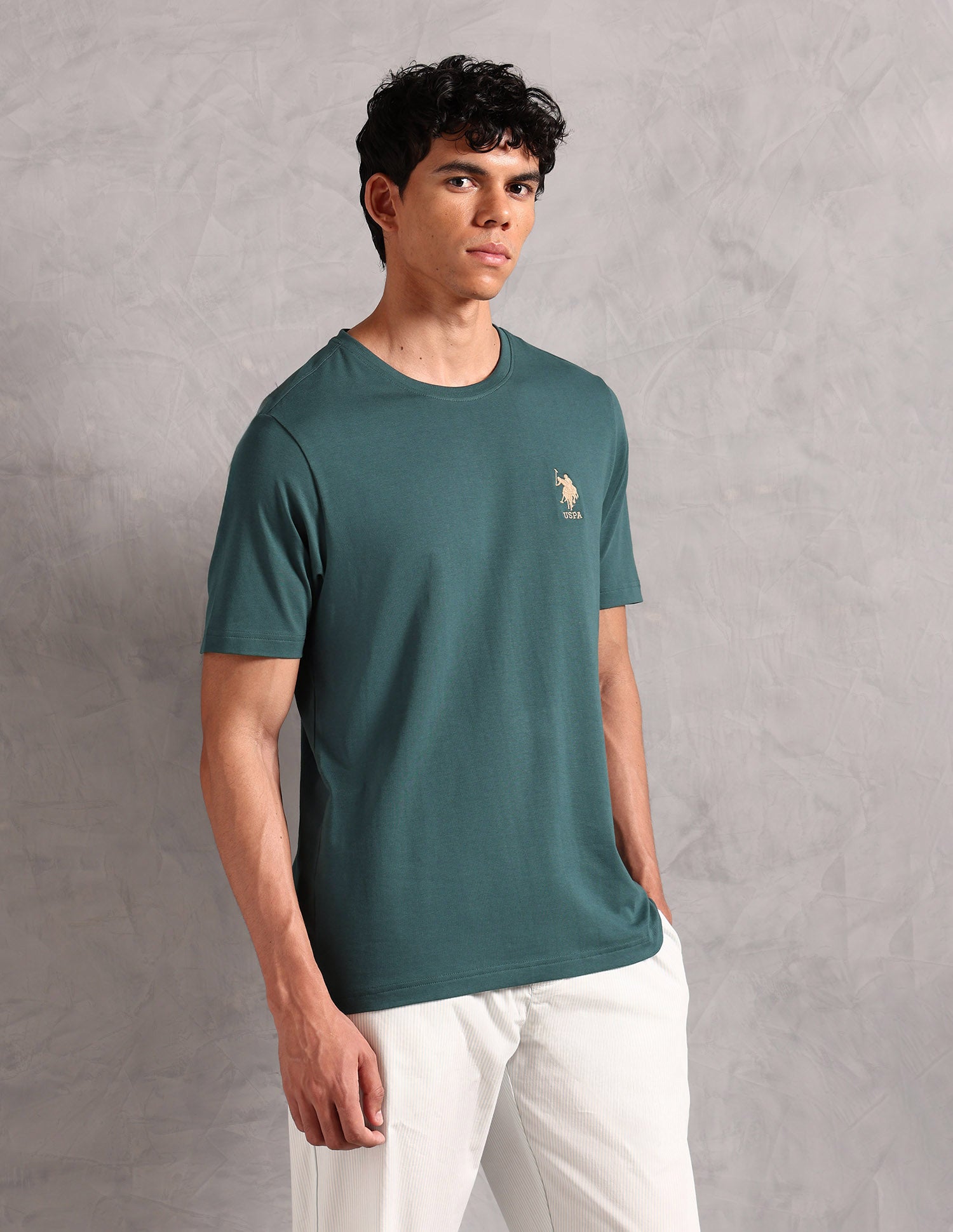 Comfort Fit Pure Cotton OEE12 Lounge T-Shirt - Pack Of 1 Sea Moss - U.S. POLO ASSN. | Large