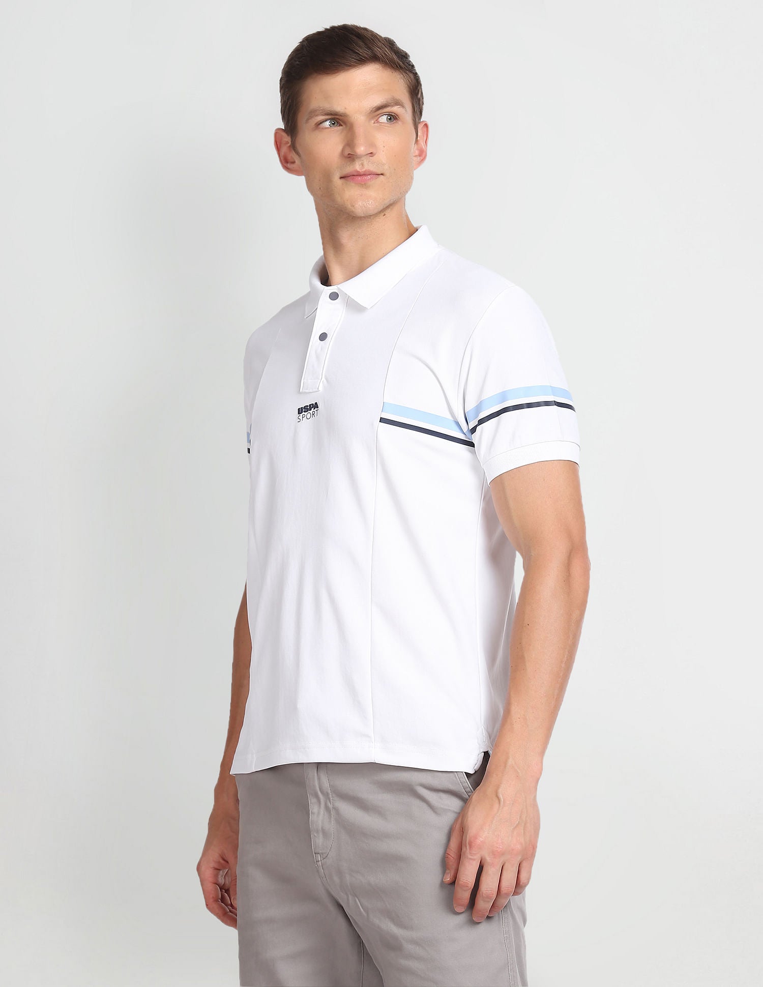 Slim Fit Horizontal Stripe Polo Shirt White - U.S. POLO ASSN. | Large