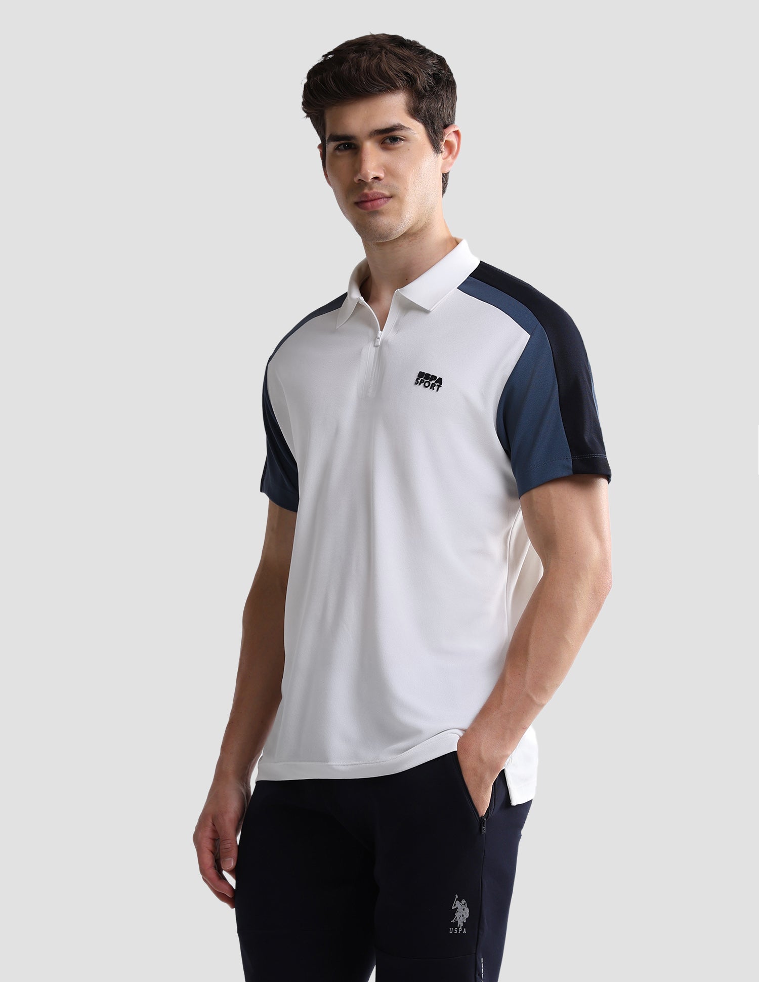 Solid Slim Fit Active Polo Shirt White - U.S. Polo Assn. India | Large