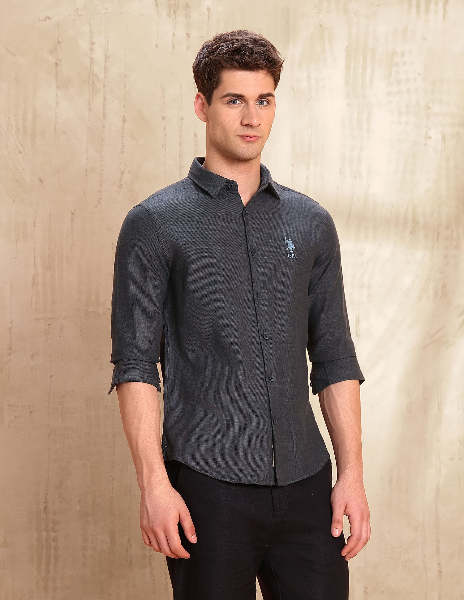 Slim Fit Legend Of Horseshoe Shirt Dark Grey - U.S. POLO ASSN. | Large