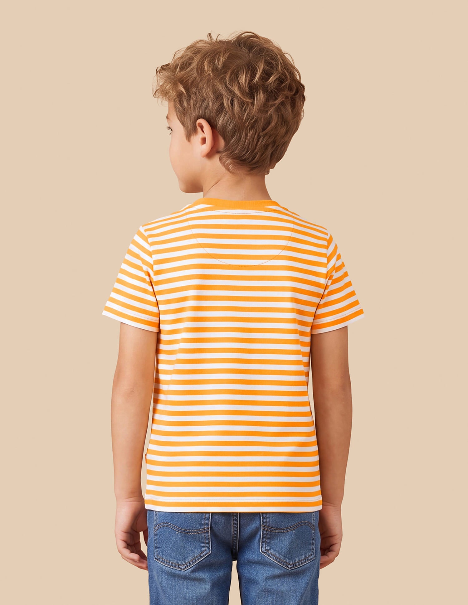 Horizontal Striped Regular Fit T-Shirt Orange - U.S. Polo Assn. India | Large