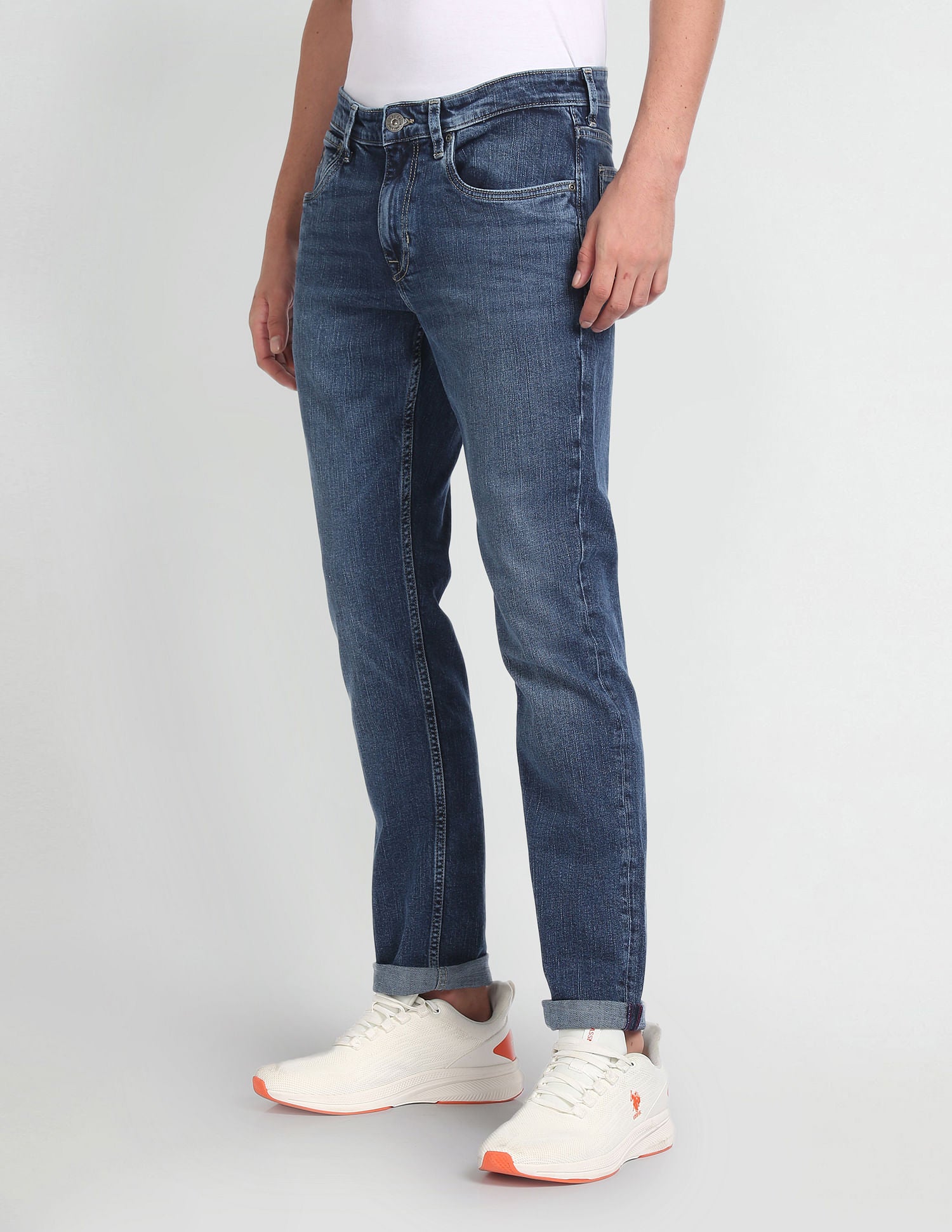 Brandon Slim Tapered Fit Blue Jeans Blue - U.S. POLO ASSN. | Large