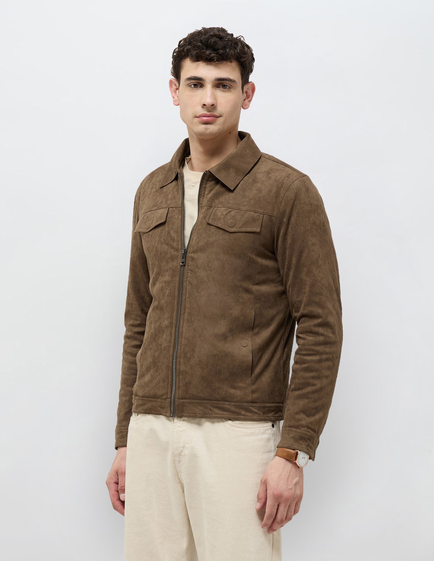 Solid Regular Fit Jacket Brown - U.S. Polo Assn. India | Large