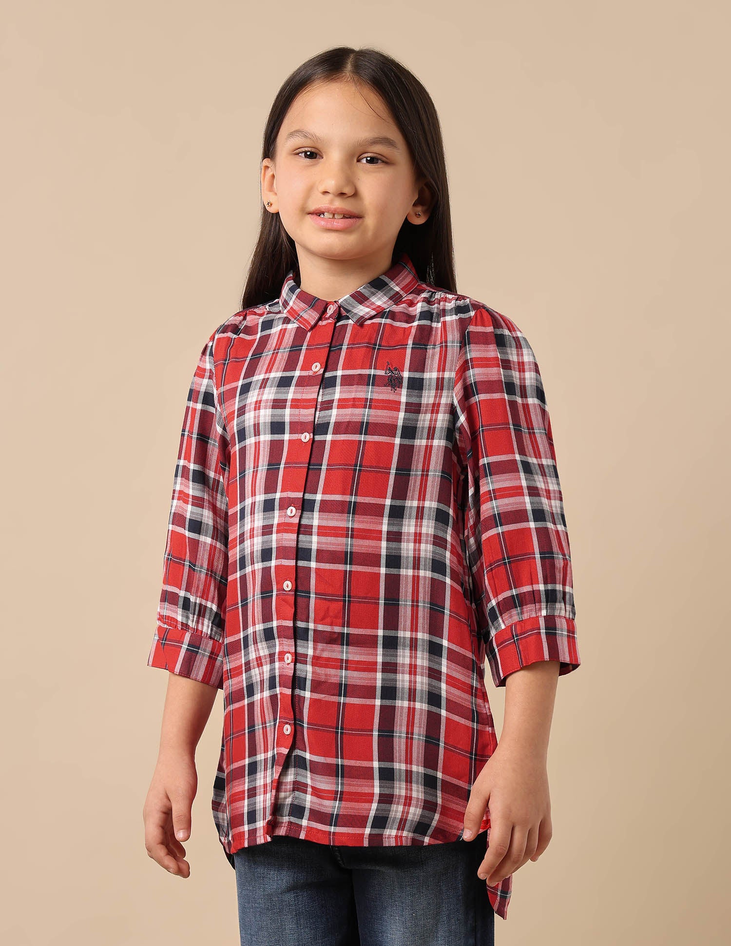 Spread Collar Viscose Top Red - U.S. POLO ASSN. | Large