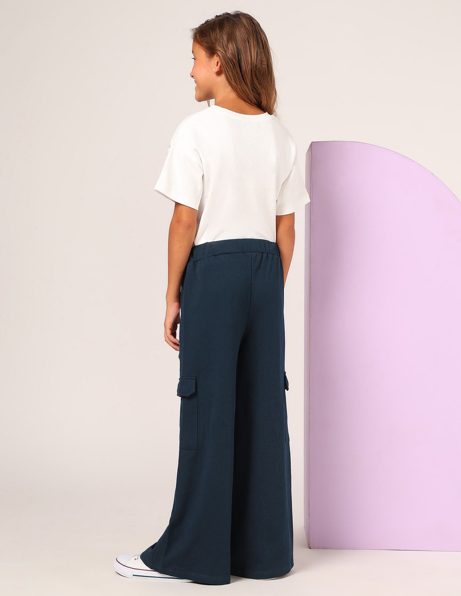 Girls Regular Fit Cargo Track Pants Navy - U.S. POLO ASSN. | Large