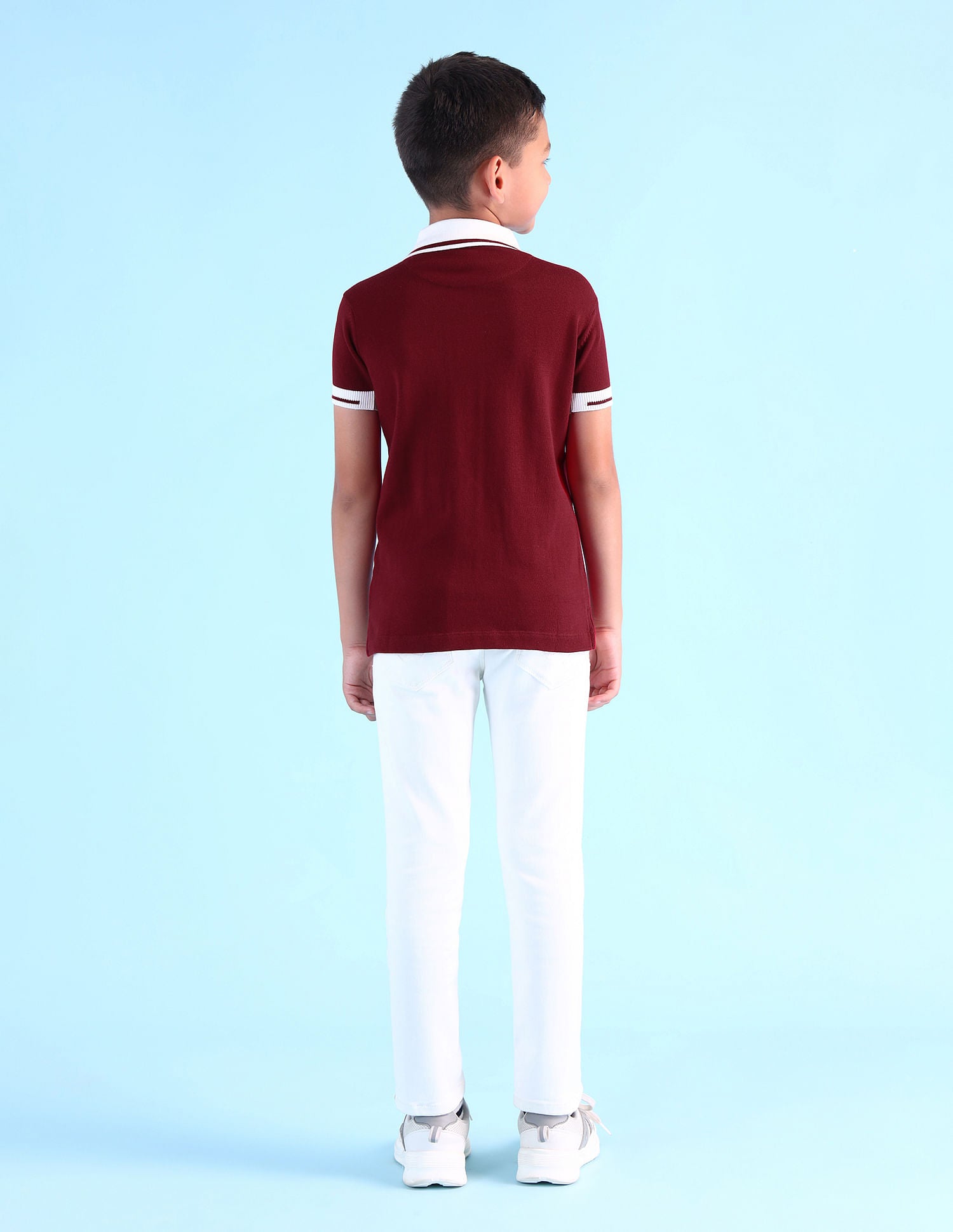 Boys Striped Regular Fit Polo Shirt Maroon - U.S. Polo Assn. India | Large