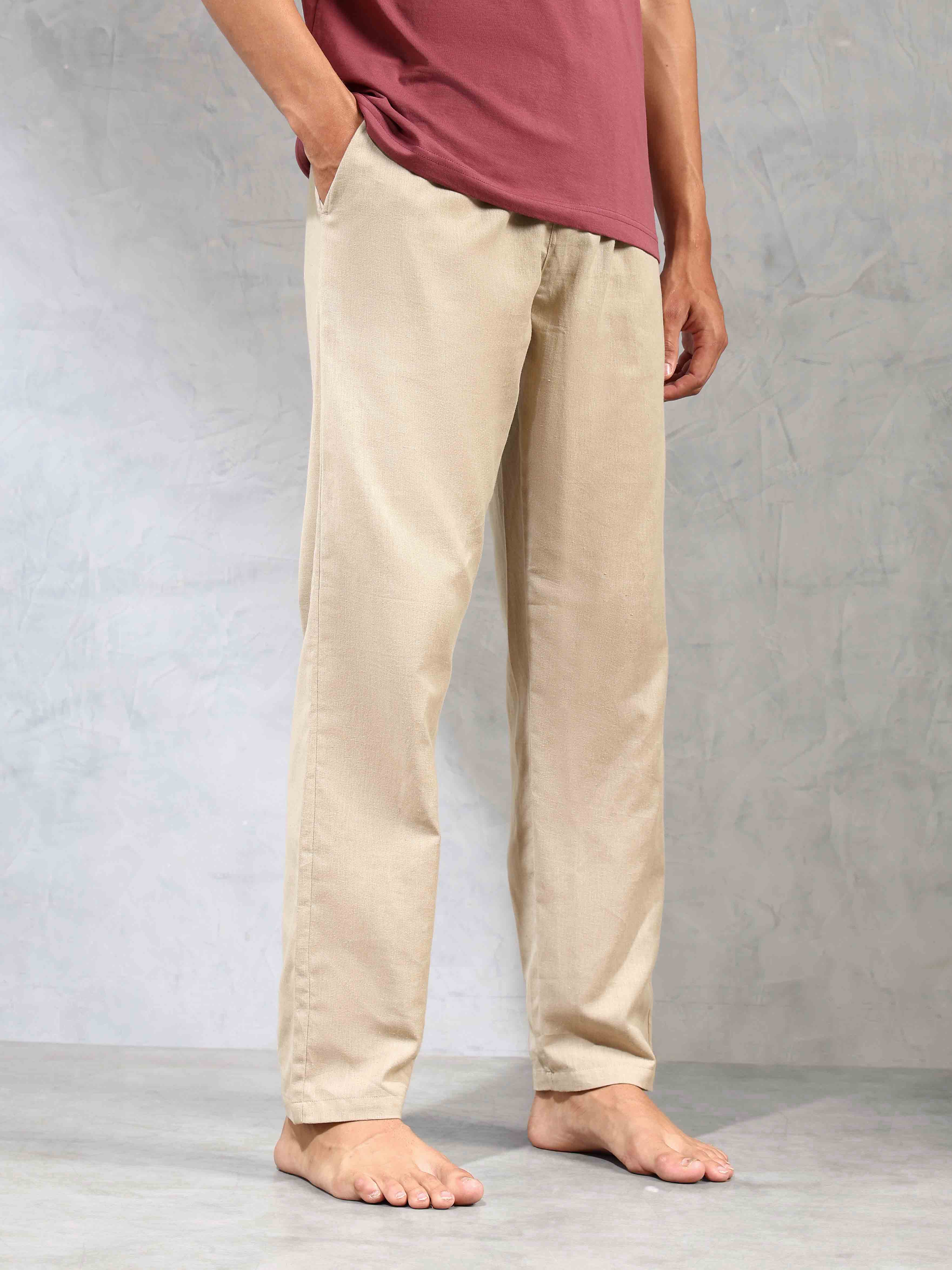 Relaxed Fit Cotton Linen OELP8 Lounge Pants - Pack Of 1 Light Taupe - U.S. POLO ASSN. | Large